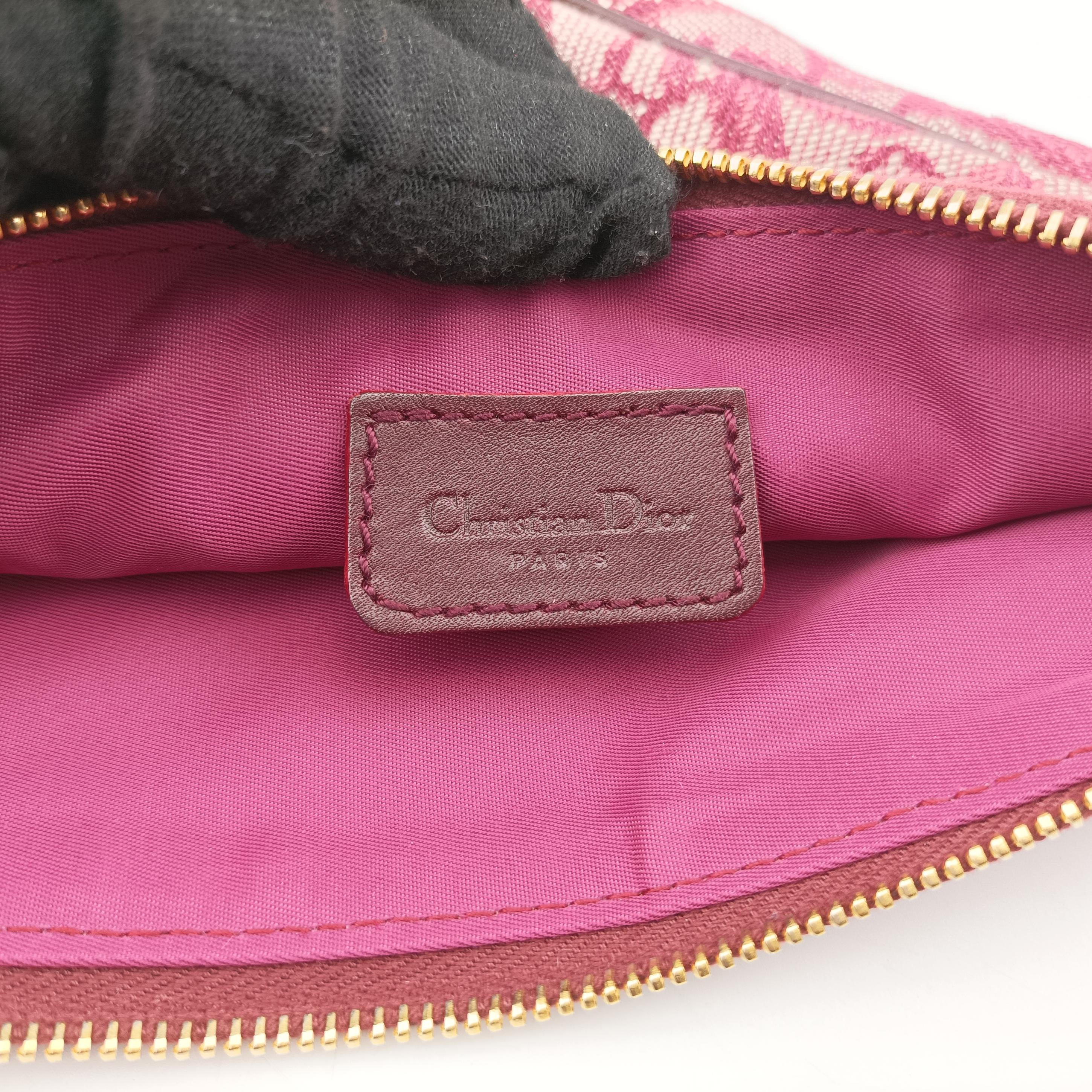 Pre-owned Christian Dior Saddle Red×beige Jacquard  handbag | stylenewstar