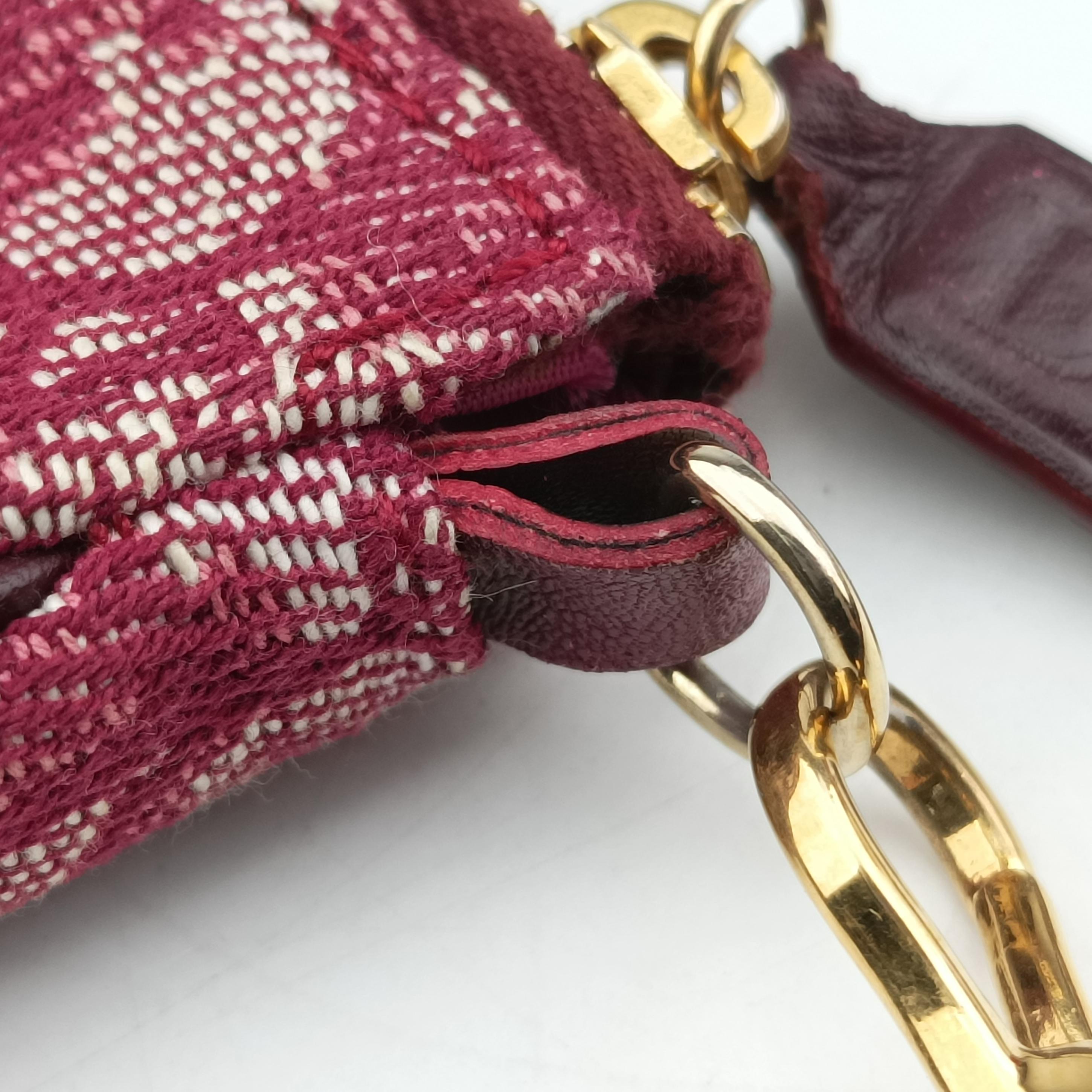 Pre-owned Christian Dior Saddle Red×beige Jacquard  handbag | stylenewstar