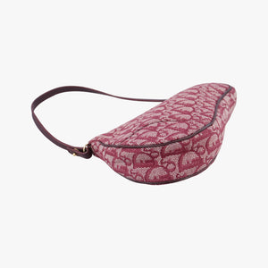 Pre-owned Christian Dior Saddle Red×beige Jacquard  handbag | stylenewstar