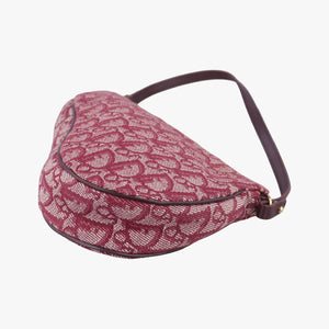 Pre-owned Christian Dior Saddle Red×beige Jacquard  handbag | stylenewstar