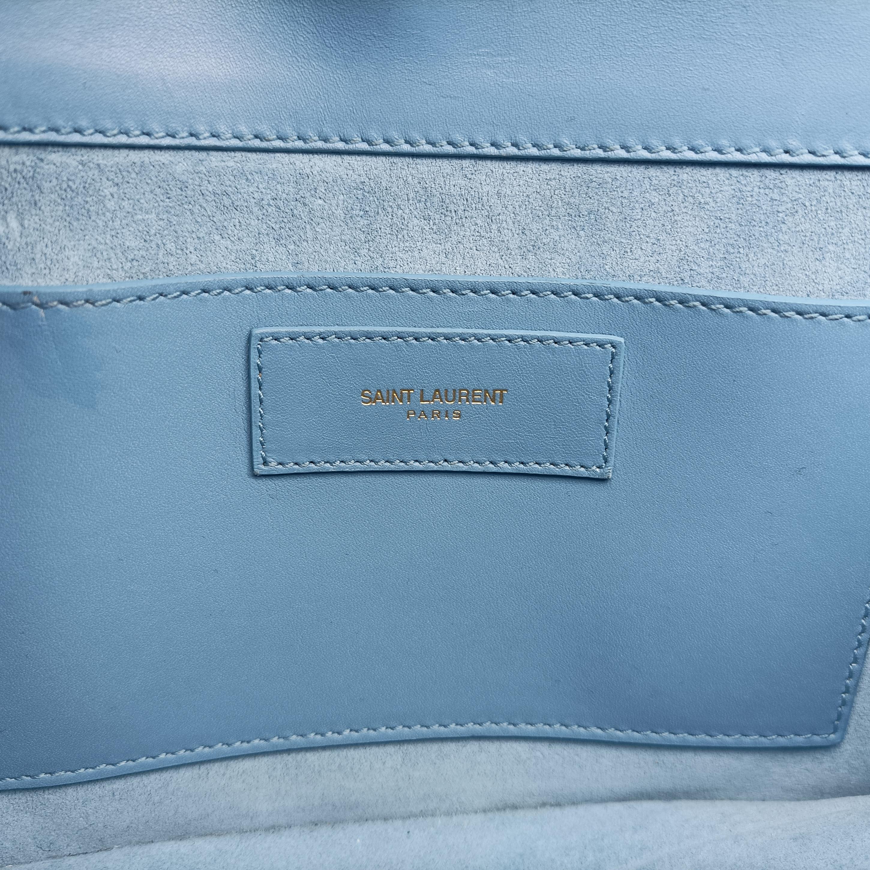 Pre-owned Yves Saint Laurent Small Betty Flap Blue Leather 314516 shoulderbag | stylenewstar