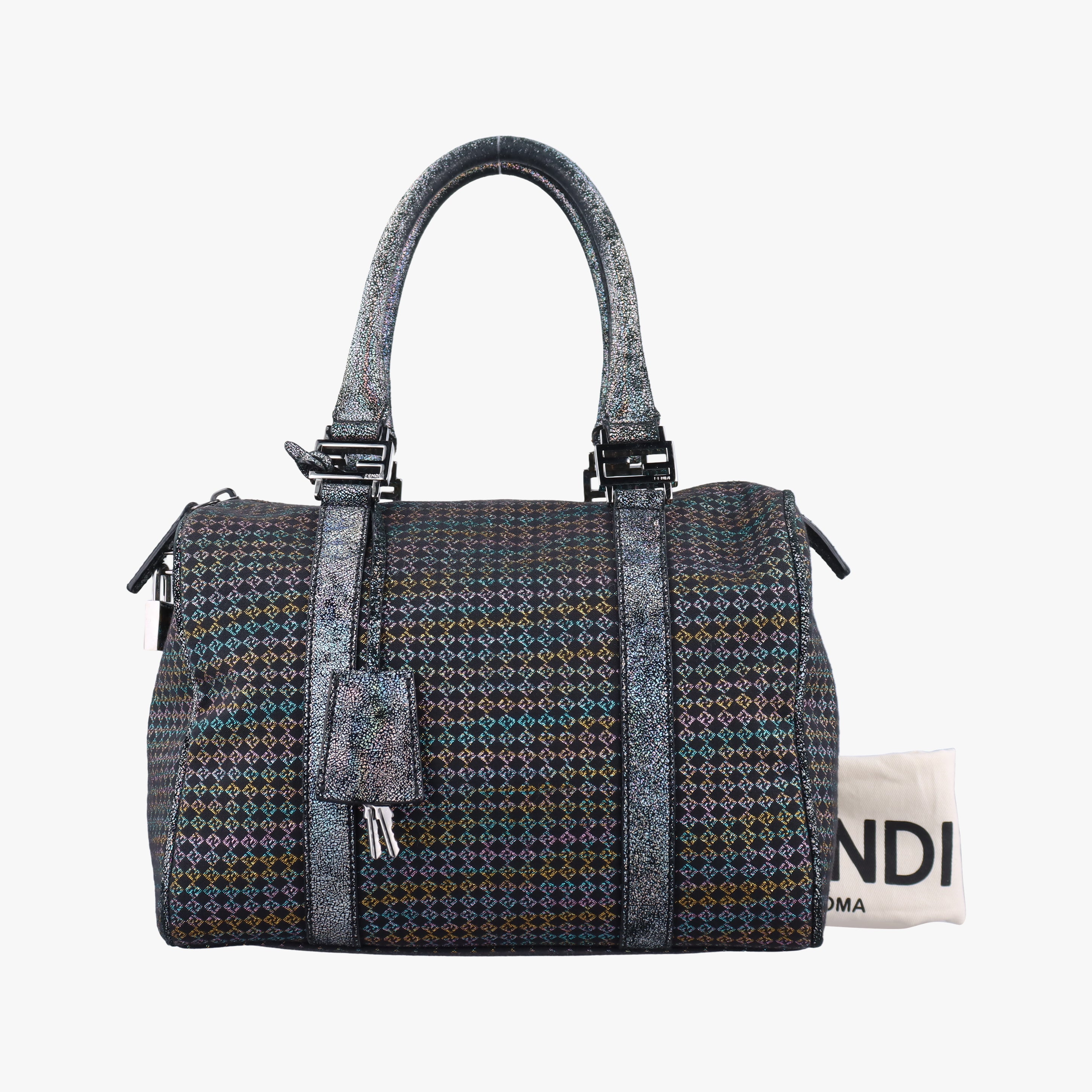 Pre-owned Fendi Zucchino Glitter Logo Multicolour canvas 8BL068 handbag | stylenewstar