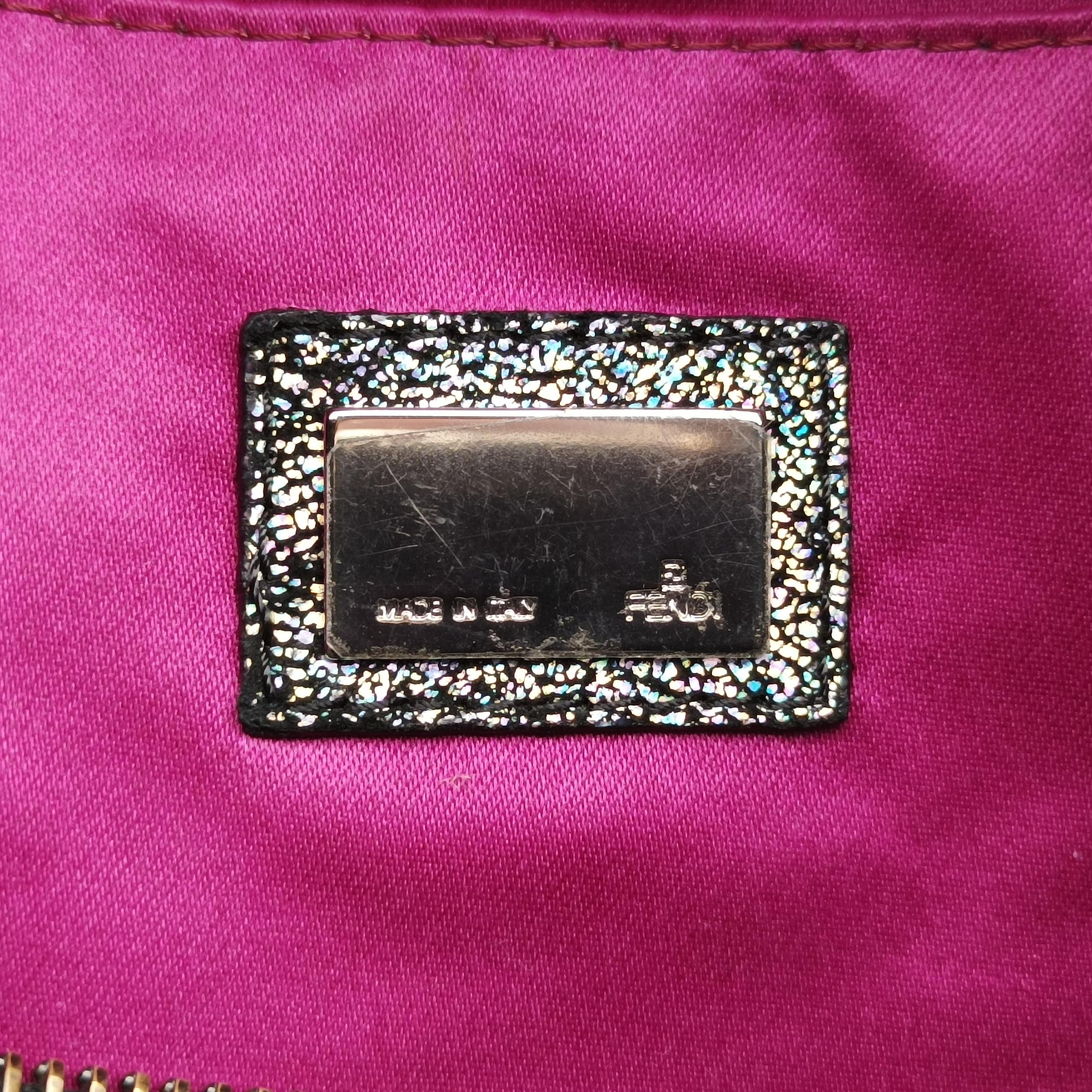 Pre-owned Fendi Zucchino Glitter Logo Multicolour canvas 8BL068 handbag | stylenewstar