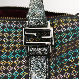 Pre-owned Fendi Zucchino Glitter Logo Multicolour canvas 8BL068 handbag | stylenewstar