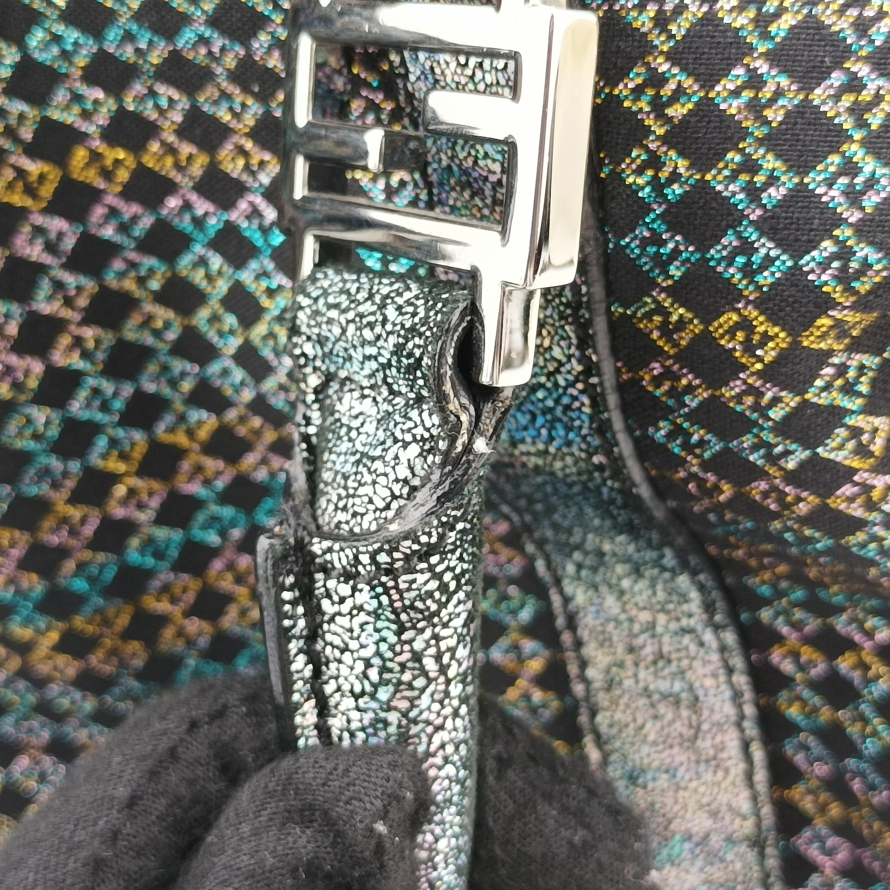 Pre-owned Fendi Zucchino Glitter Logo Multicolour canvas 8BL068 handbag | stylenewstar