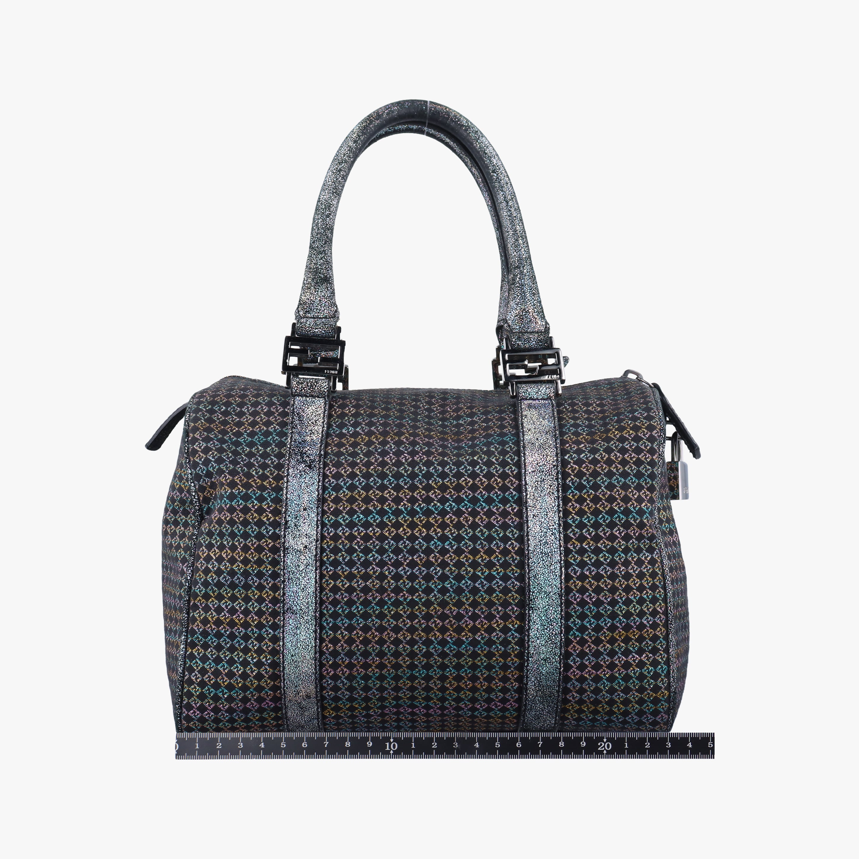 Pre-owned Fendi Zucchino Glitter Logo Multicolour canvas 8BL068 handbag | stylenewstar