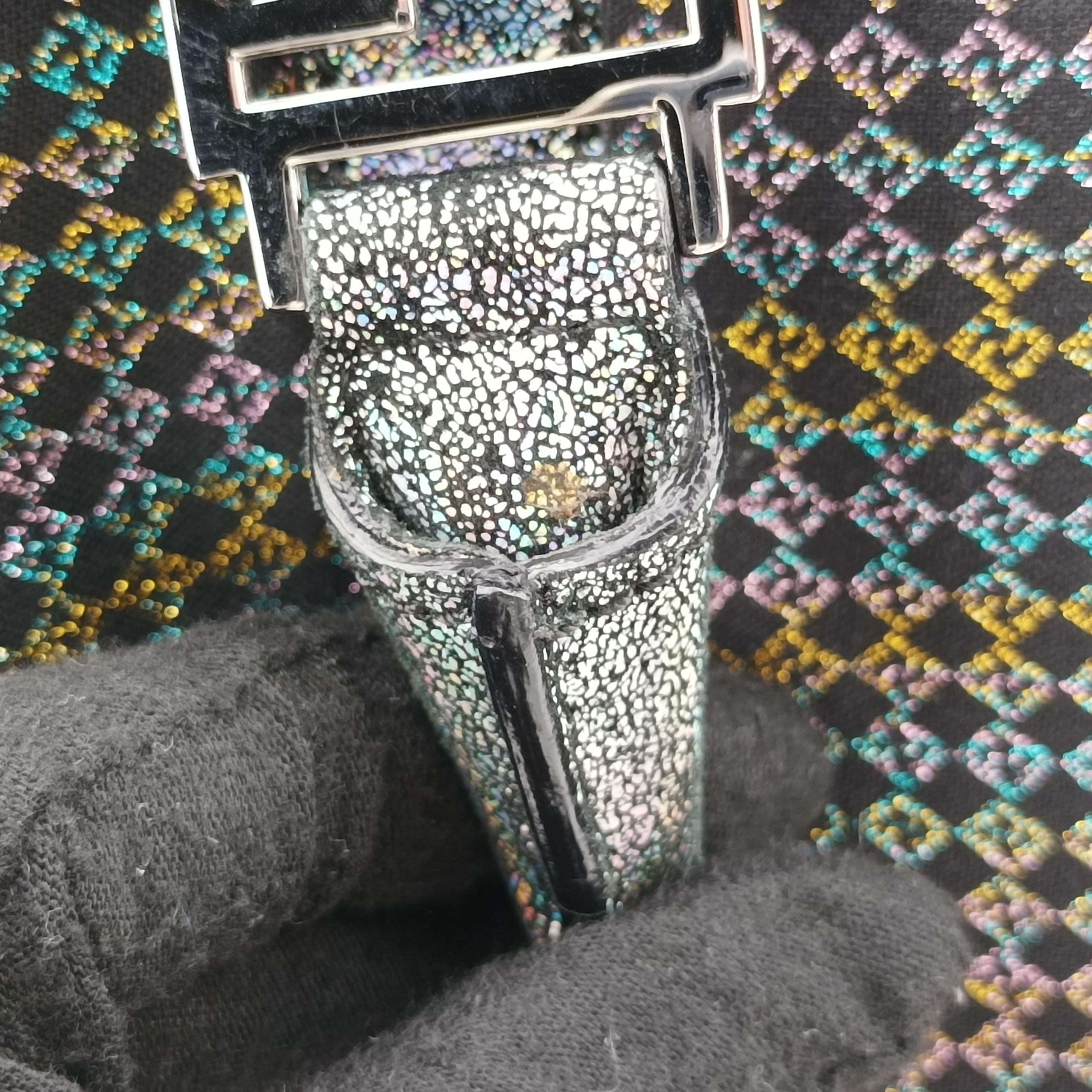 Pre-owned Fendi Zucchino Glitter Logo Multicolour canvas 8BL068 handbag | stylenewstar