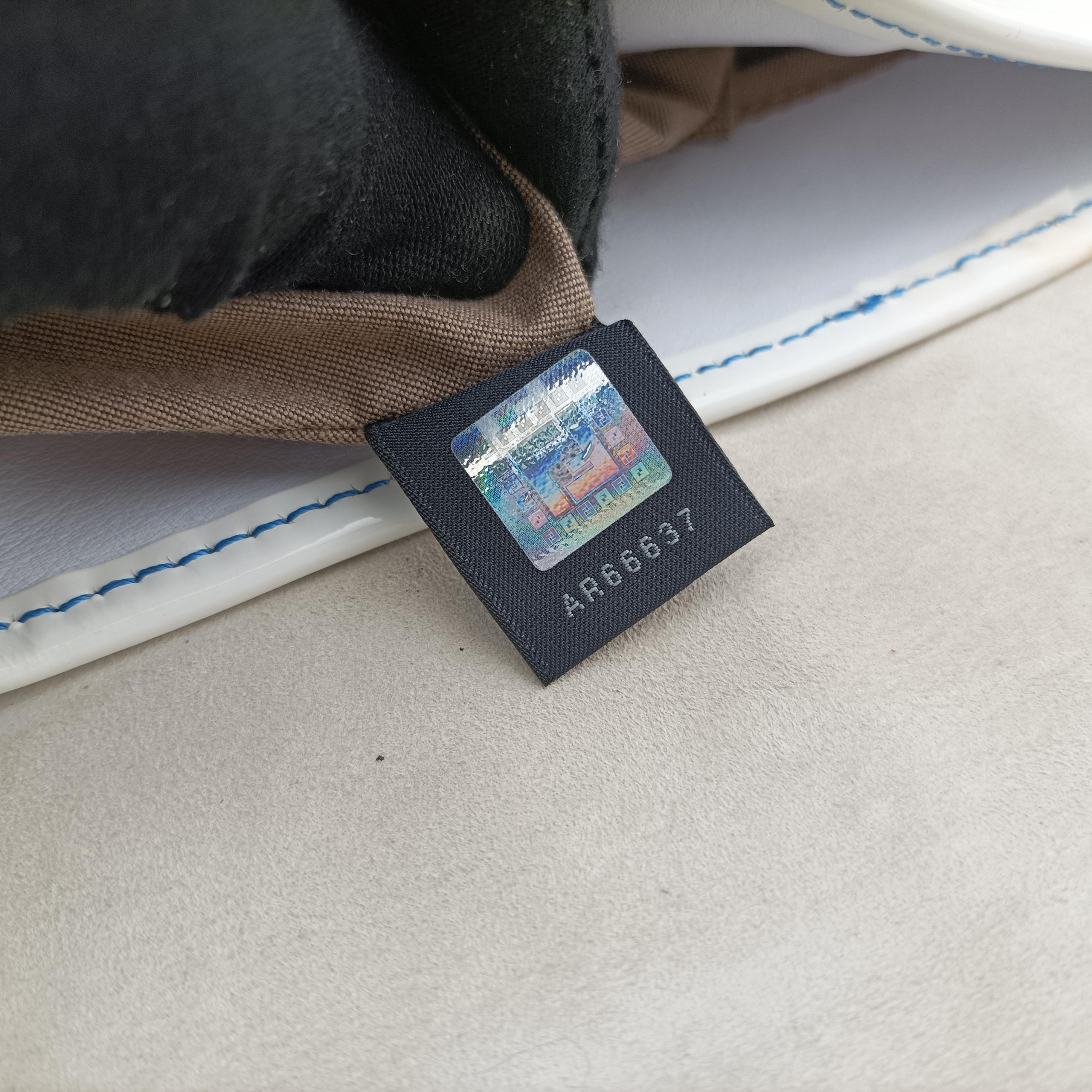 Vintage Fendi Stripe Calfhair and Velvet White Patent 8BN165 handbag | stylenewstar