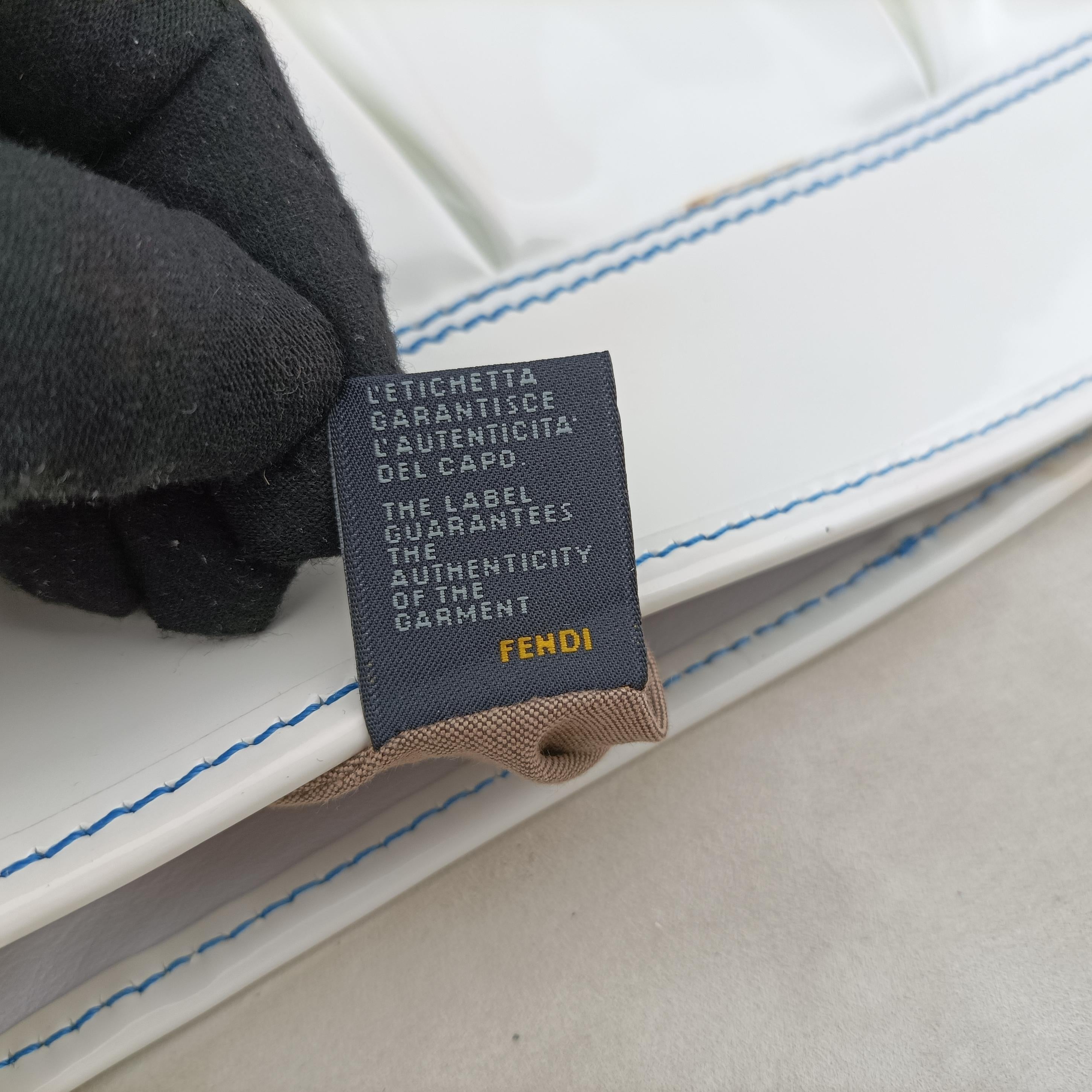 Vintage Fendi Stripe Calfhair and Velvet White Patent 8BN165 handbag | stylenewstar