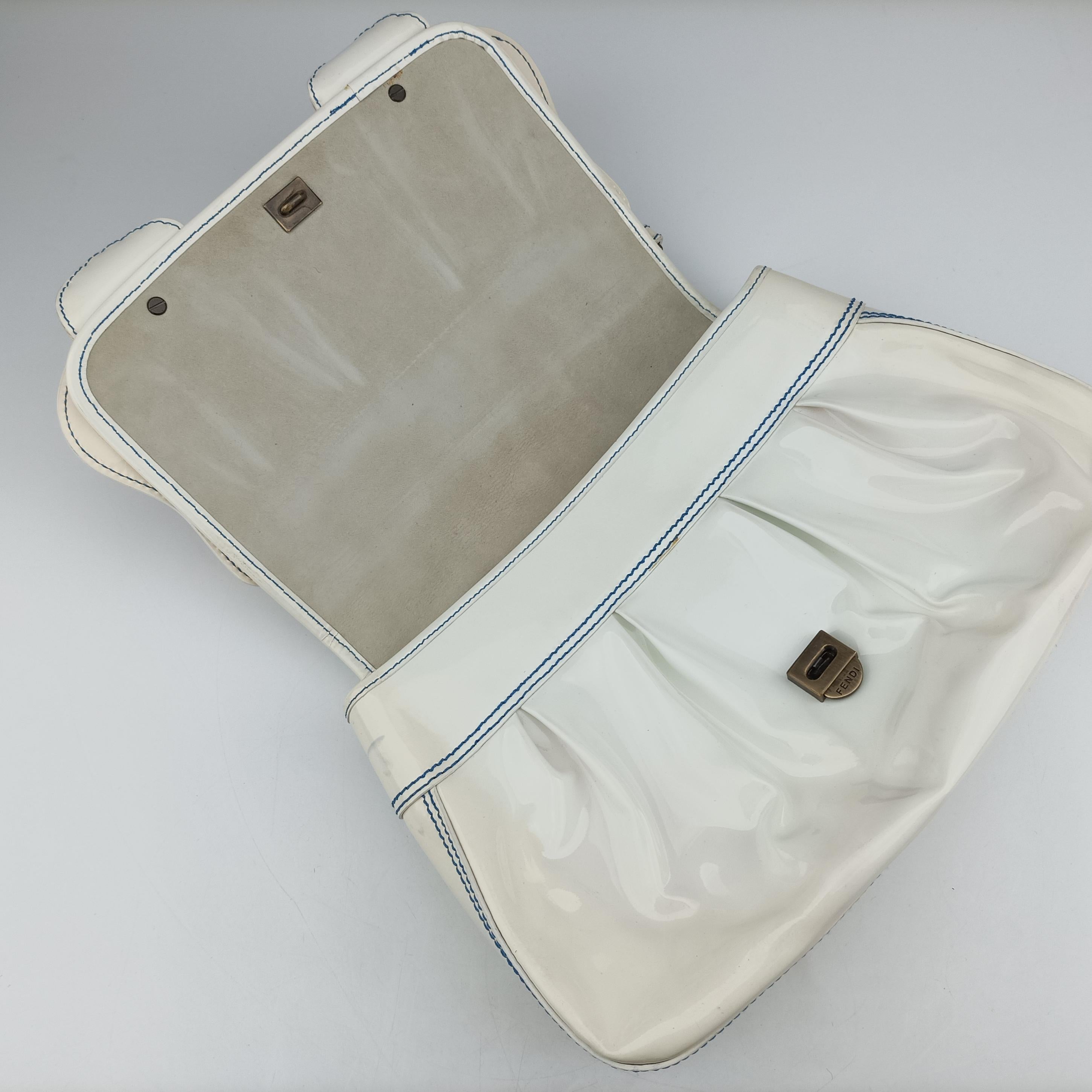 Vintage Fendi Stripe Calfhair and Velvet White Patent 8BN165 handbag | stylenewstar