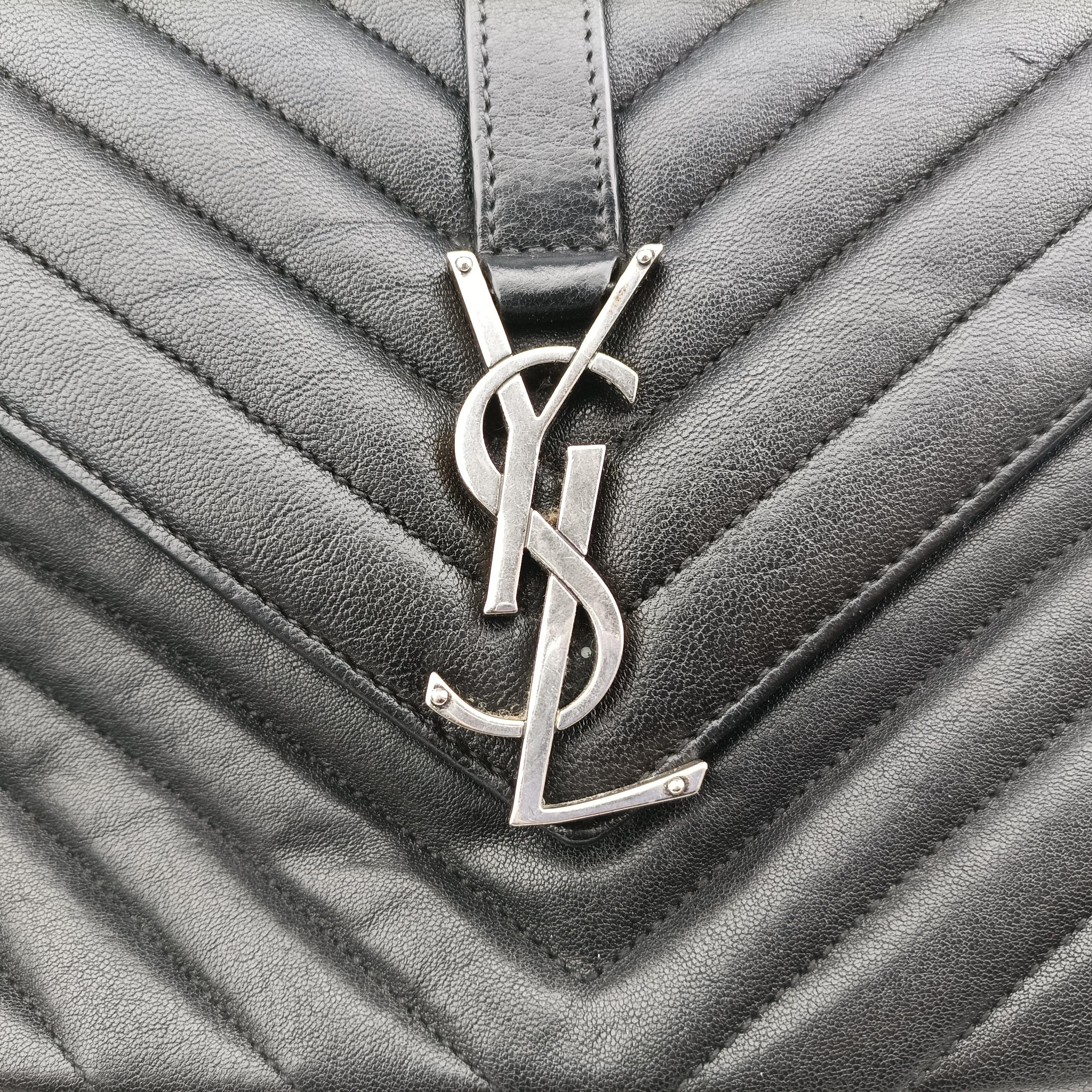 Pre-owned Yves Saint Laurent COLLEGE Black Leather 428056 shoulderbag | stylenewstar