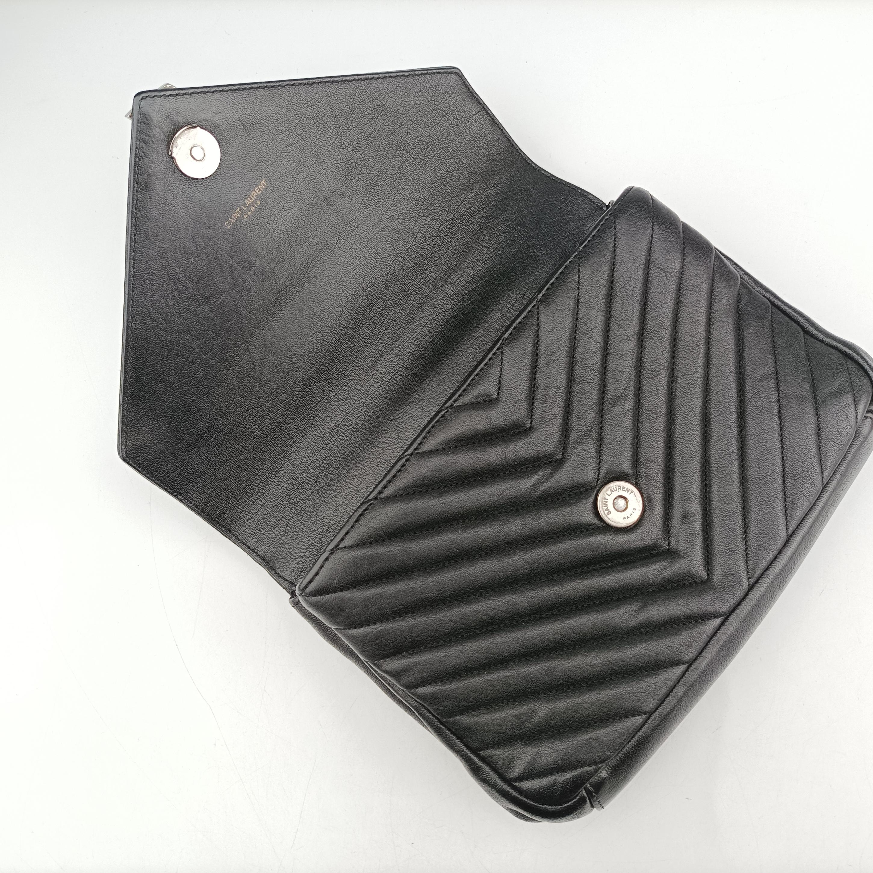 Pre-owned Yves Saint Laurent COLLEGE Black Leather 428056 shoulderbag | stylenewstar