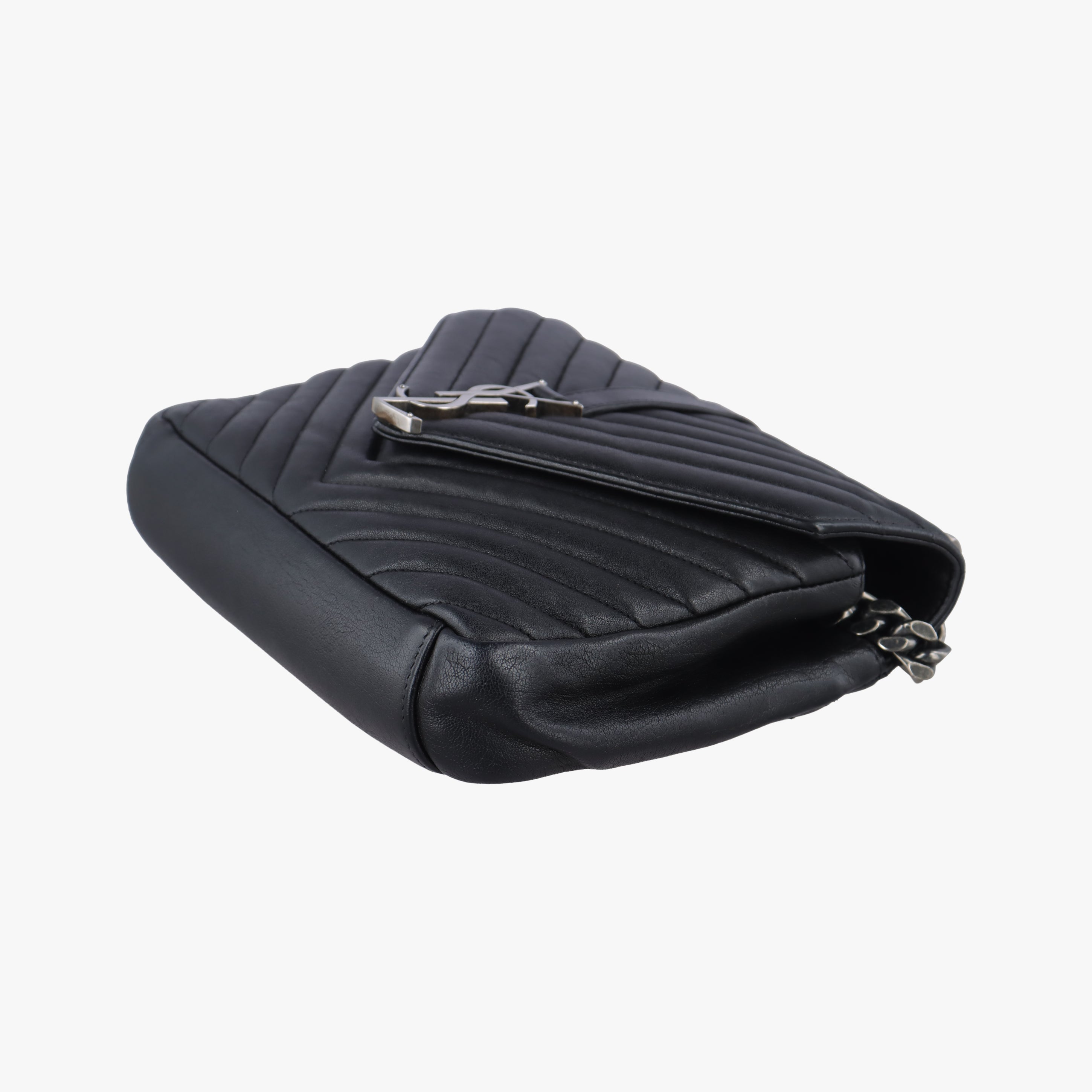 Pre-owned Yves Saint Laurent COLLEGE Black Leather 428056 shoulderbag | stylenewstar