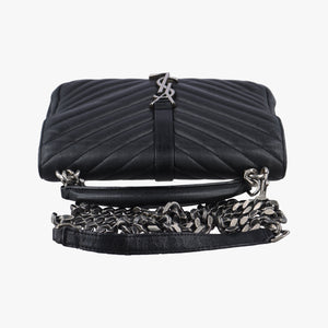 Pre-owned Yves Saint Laurent COLLEGE Black Leather 428056 shoulderbag | stylenewstar