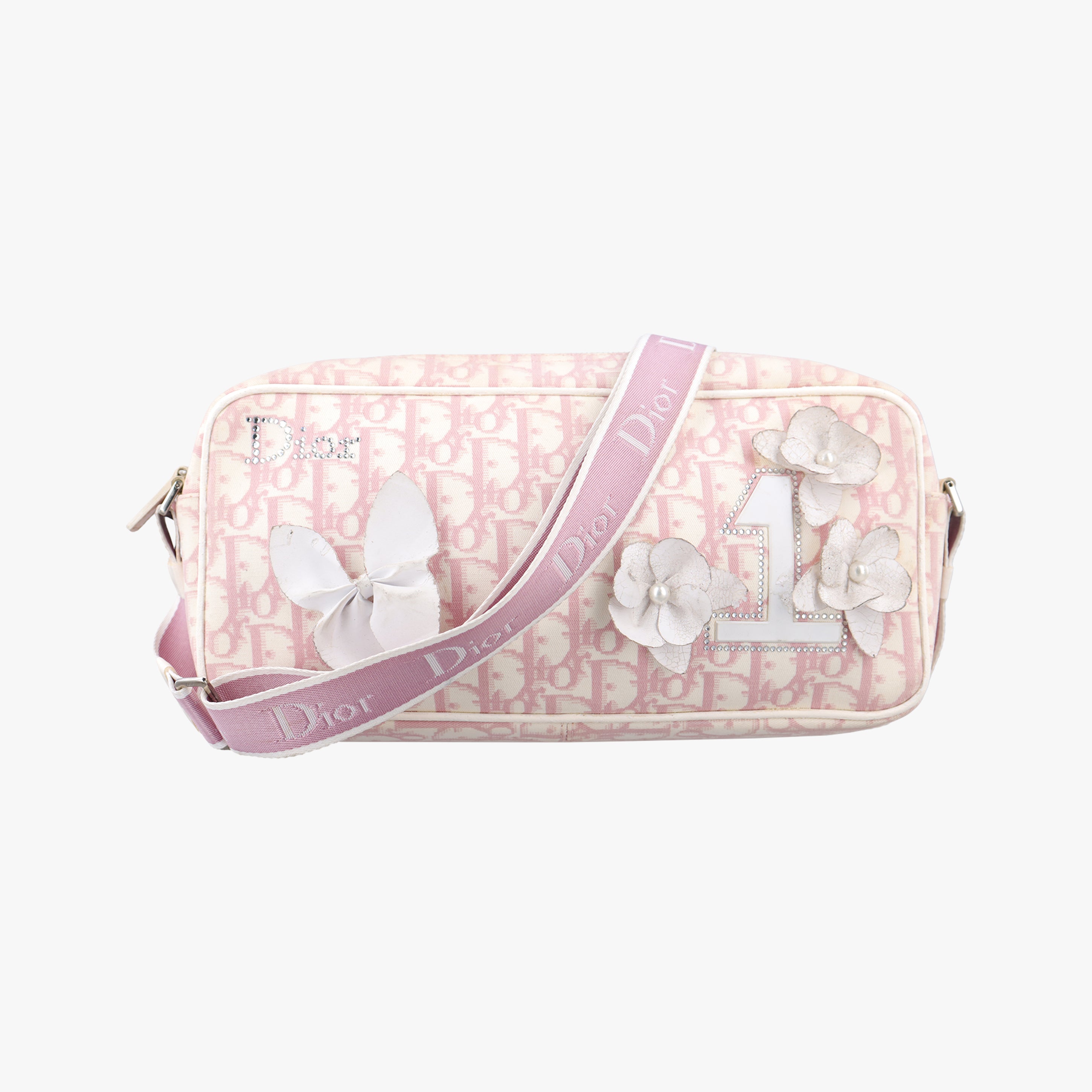 Pre-owned Christian Dior Trotter pink×Multicolour canvas  shoulderbag | stylenewstar