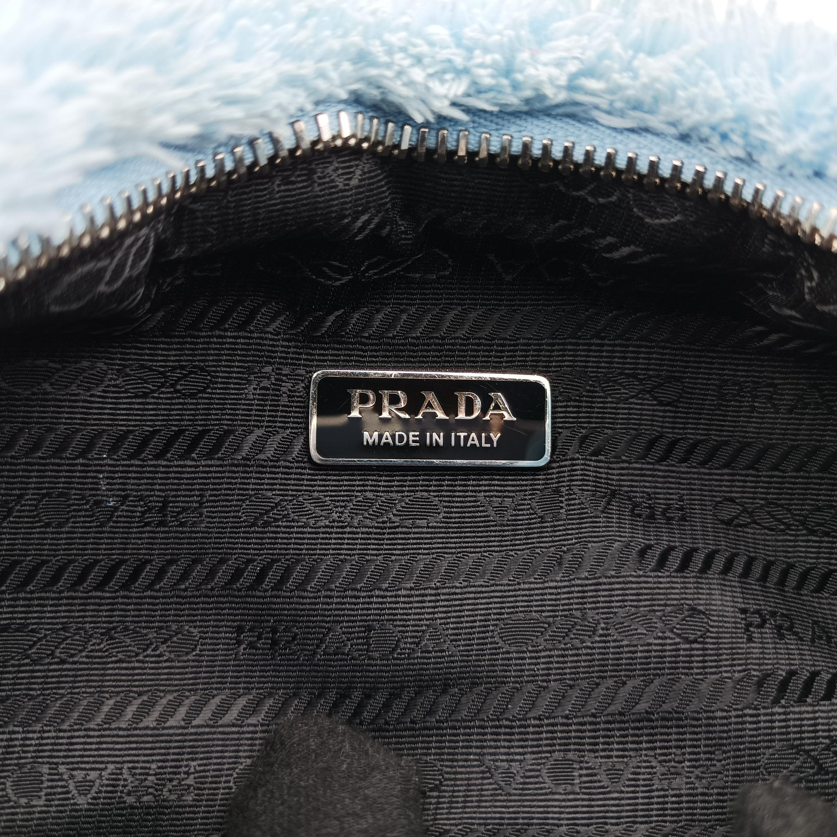 Pre-owned Prada Re-Edition2000 Blue Terry cloth 1NE515 handbag | stylenewstar