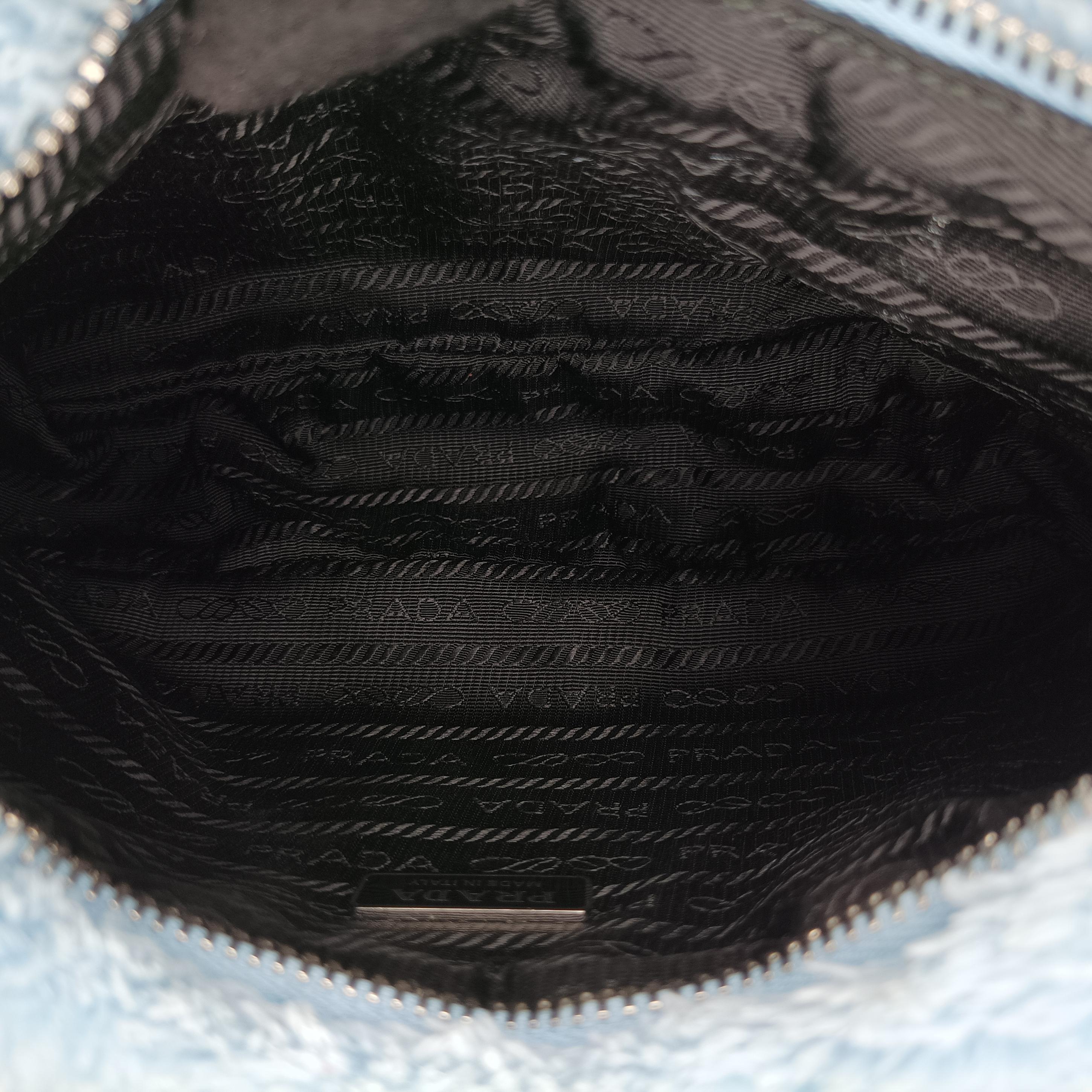 Pre-owned Prada Re-Edition2000 Blue Terry cloth 1NE515 handbag | stylenewstar