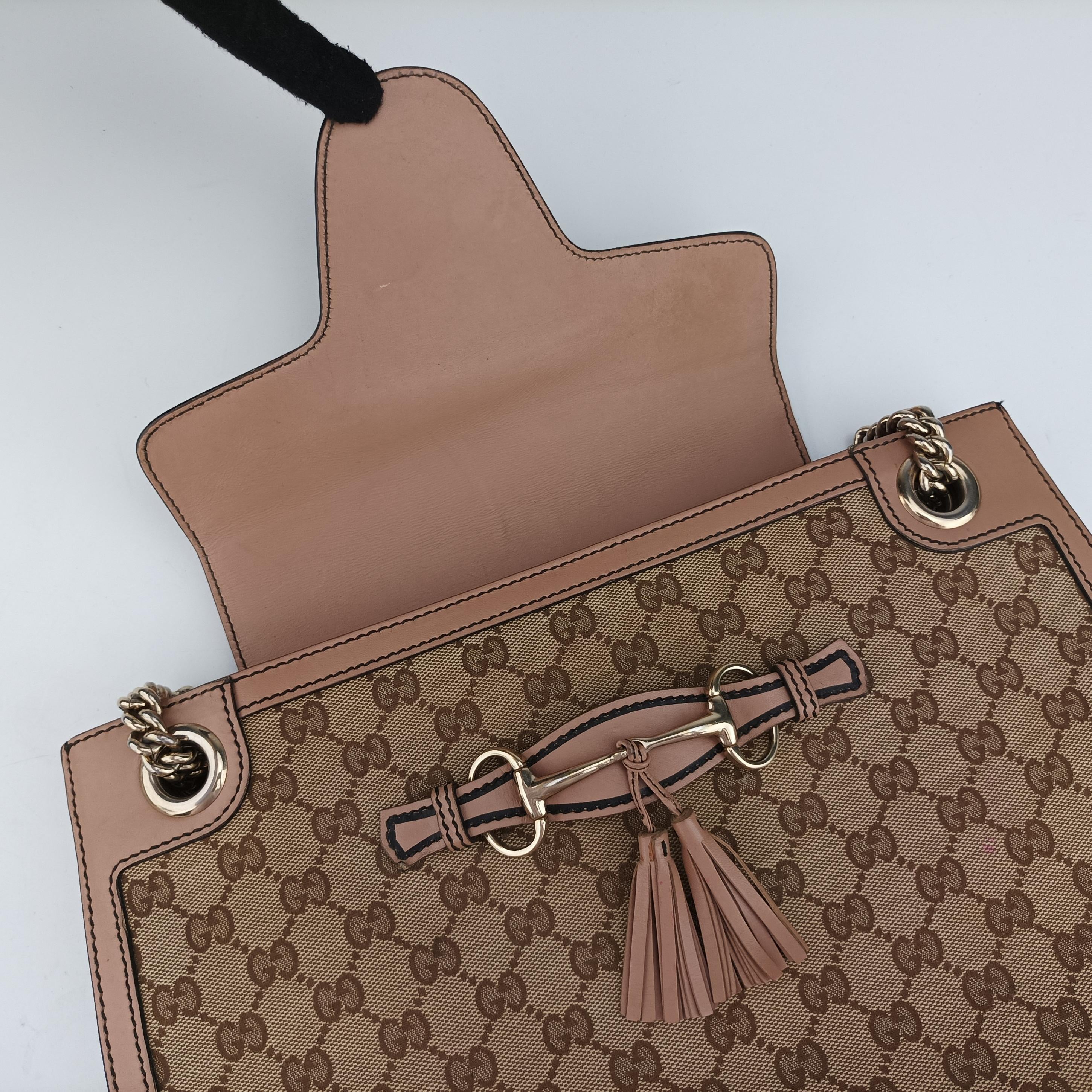 Secondhand Gucci Emily Brown×Pink canvas×leather 295403 shoulderbag | stylenewstar