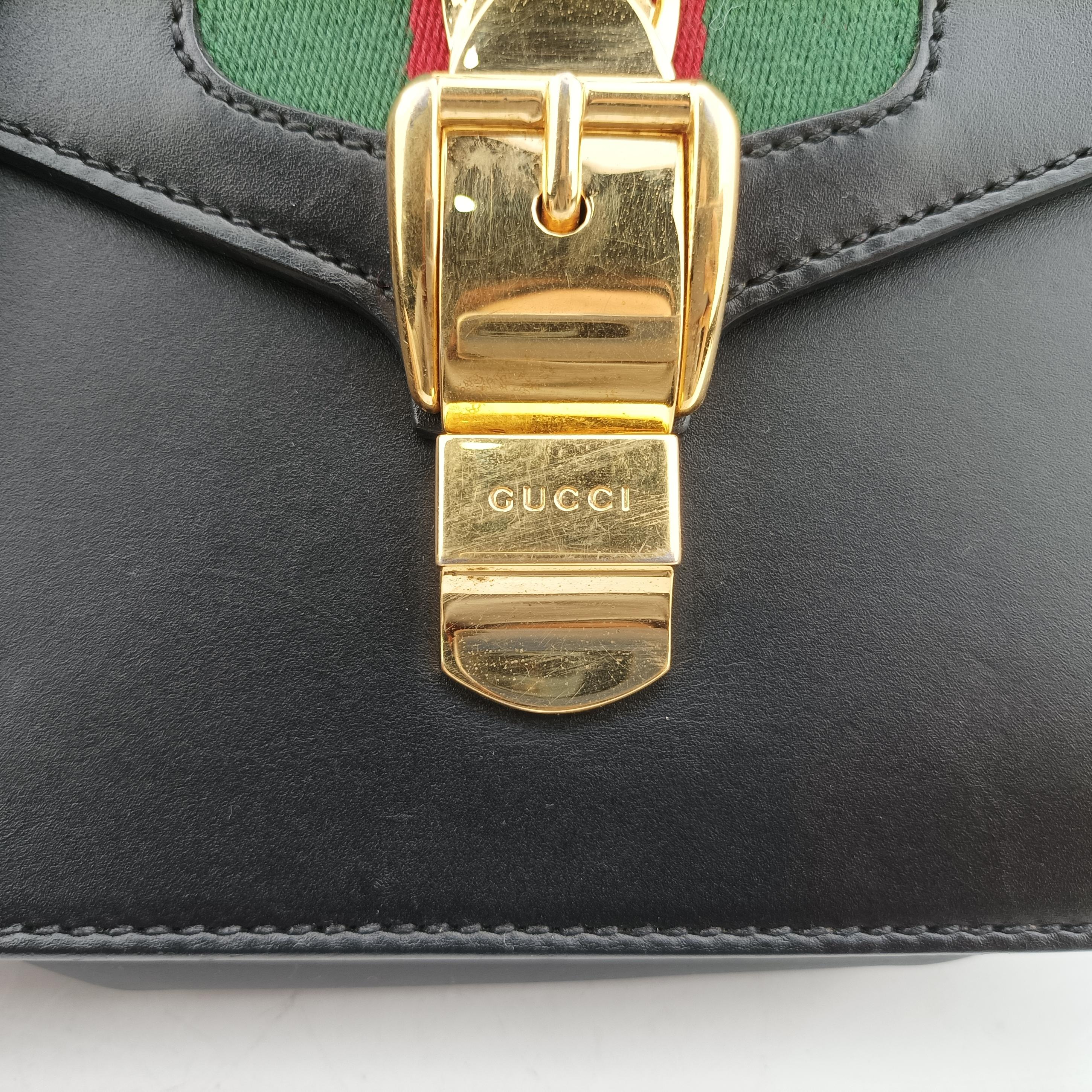 Pre-owned Gucci Sylvie Black Leather 470270 shoulderbag | stylenewstar