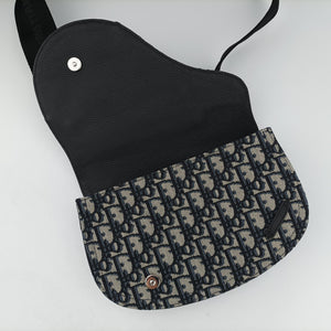 Secondhand Christian Dior Saddle Pouch Navy×Gray Jacquard  shoulderbag | stylenewstar