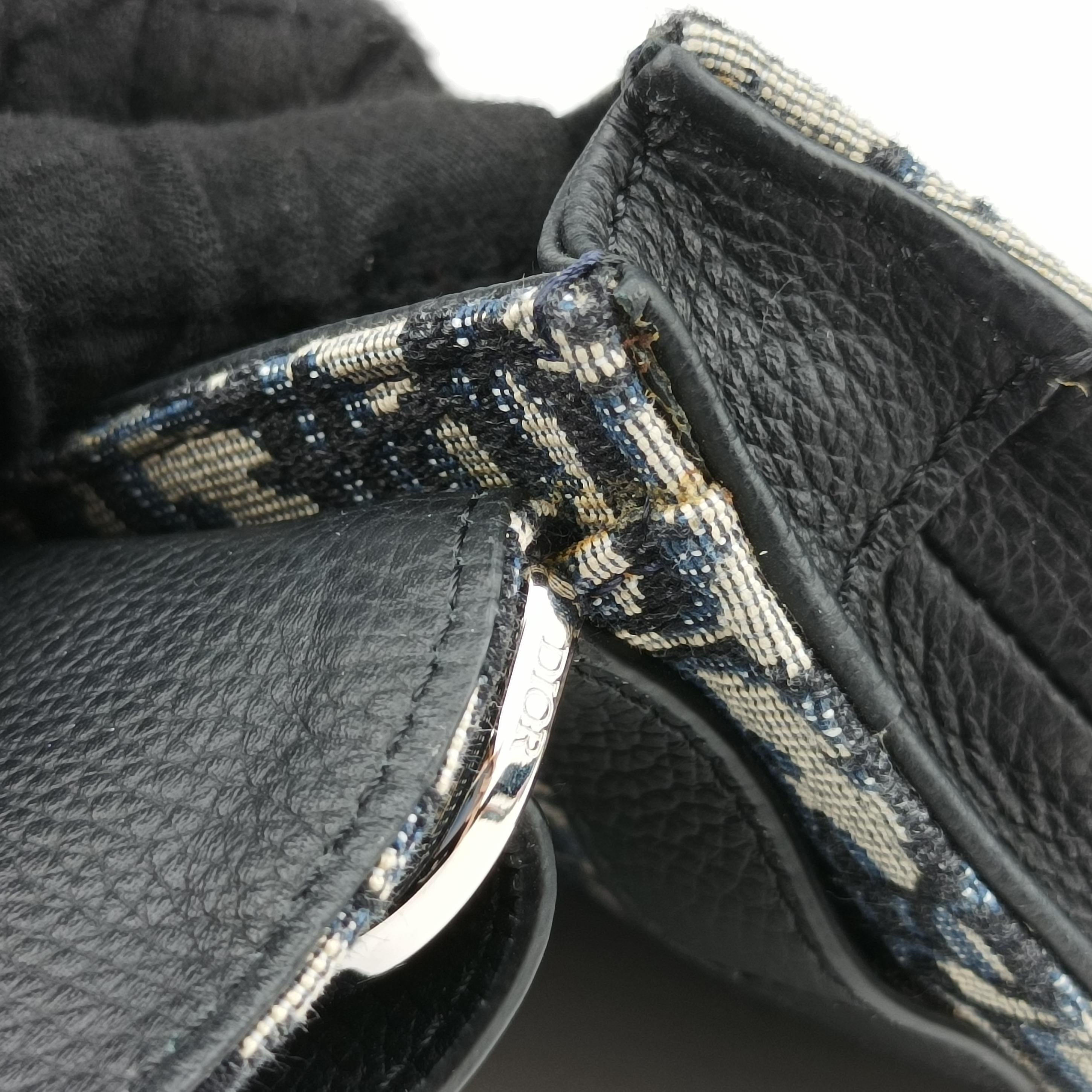 Secondhand Christian Dior Saddle Pouch Navy×Gray Jacquard  shoulderbag | stylenewstar