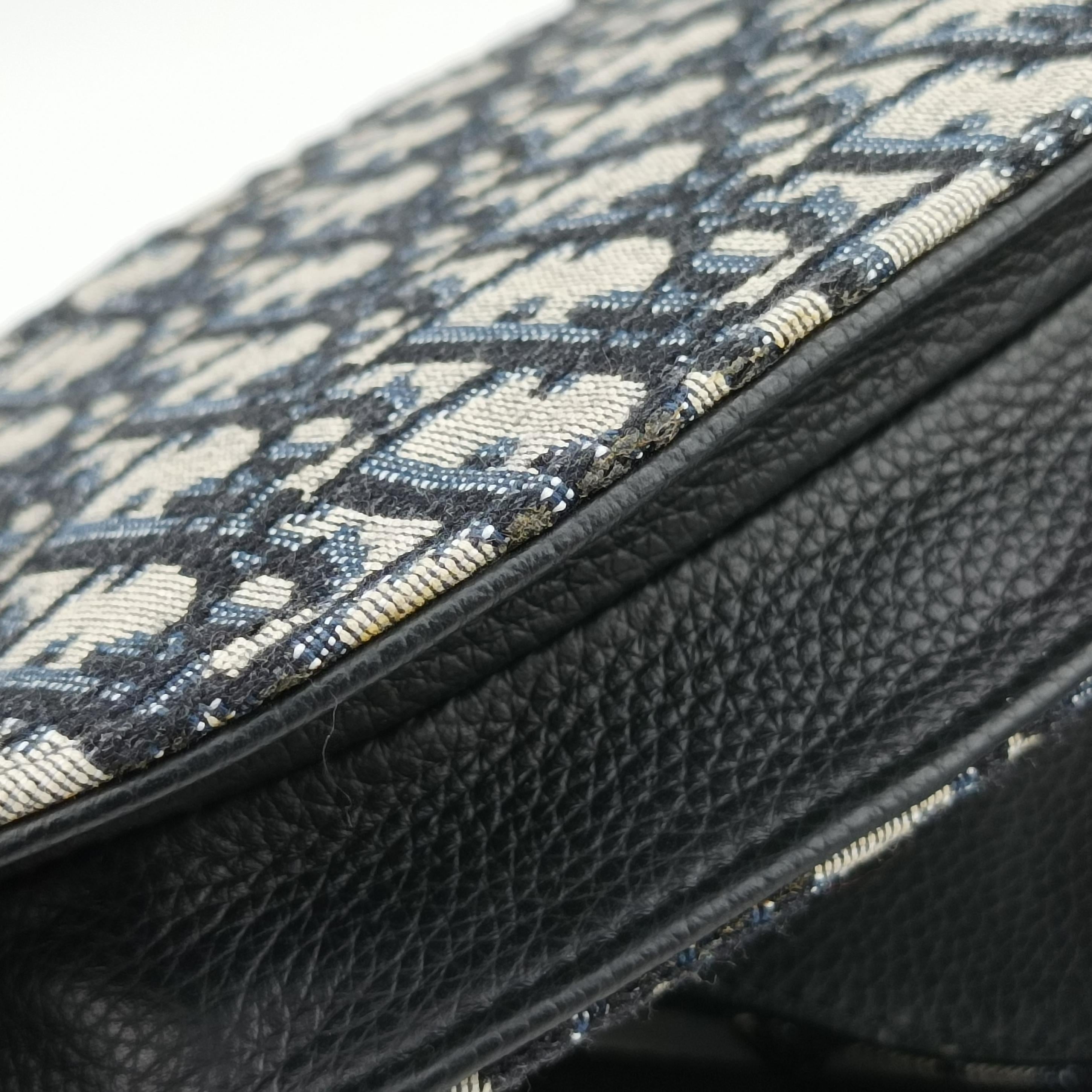 Secondhand Christian Dior Saddle Pouch Navy×Gray Jacquard  shoulderbag | stylenewstar