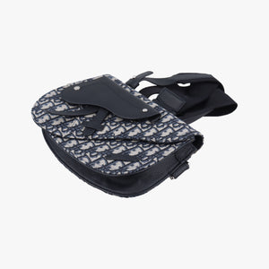 Secondhand Christian Dior Saddle Pouch Navy×Gray Jacquard  shoulderbag | stylenewstar