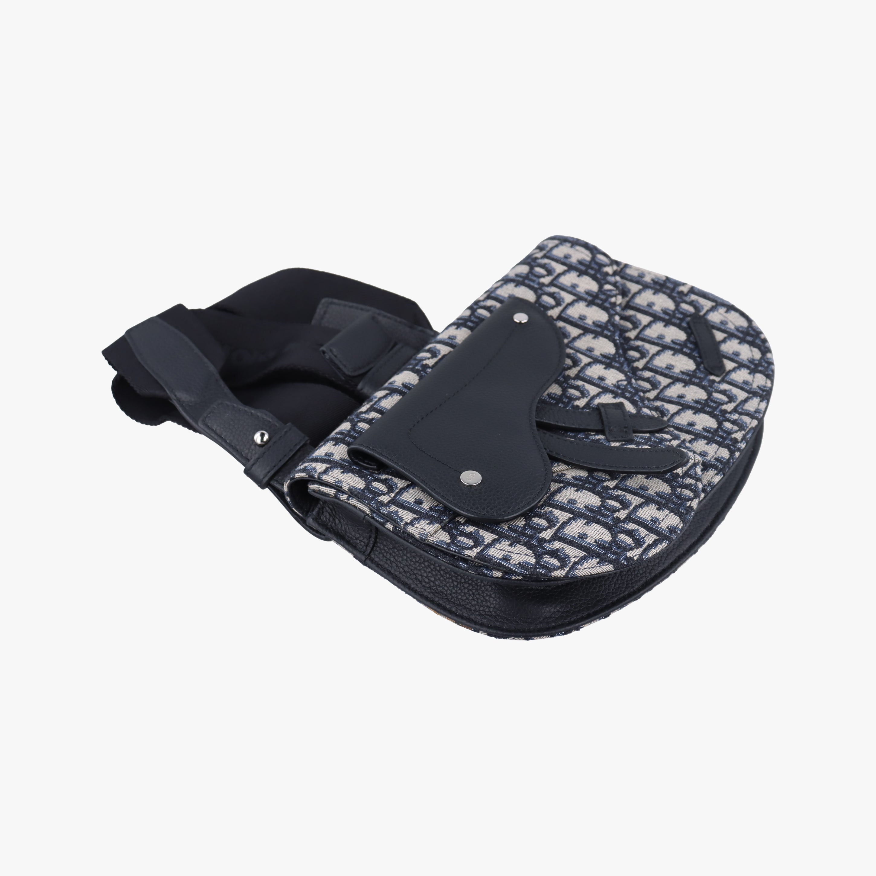 Secondhand Christian Dior Saddle Pouch Navy×Gray Jacquard  shoulderbag | stylenewstar
