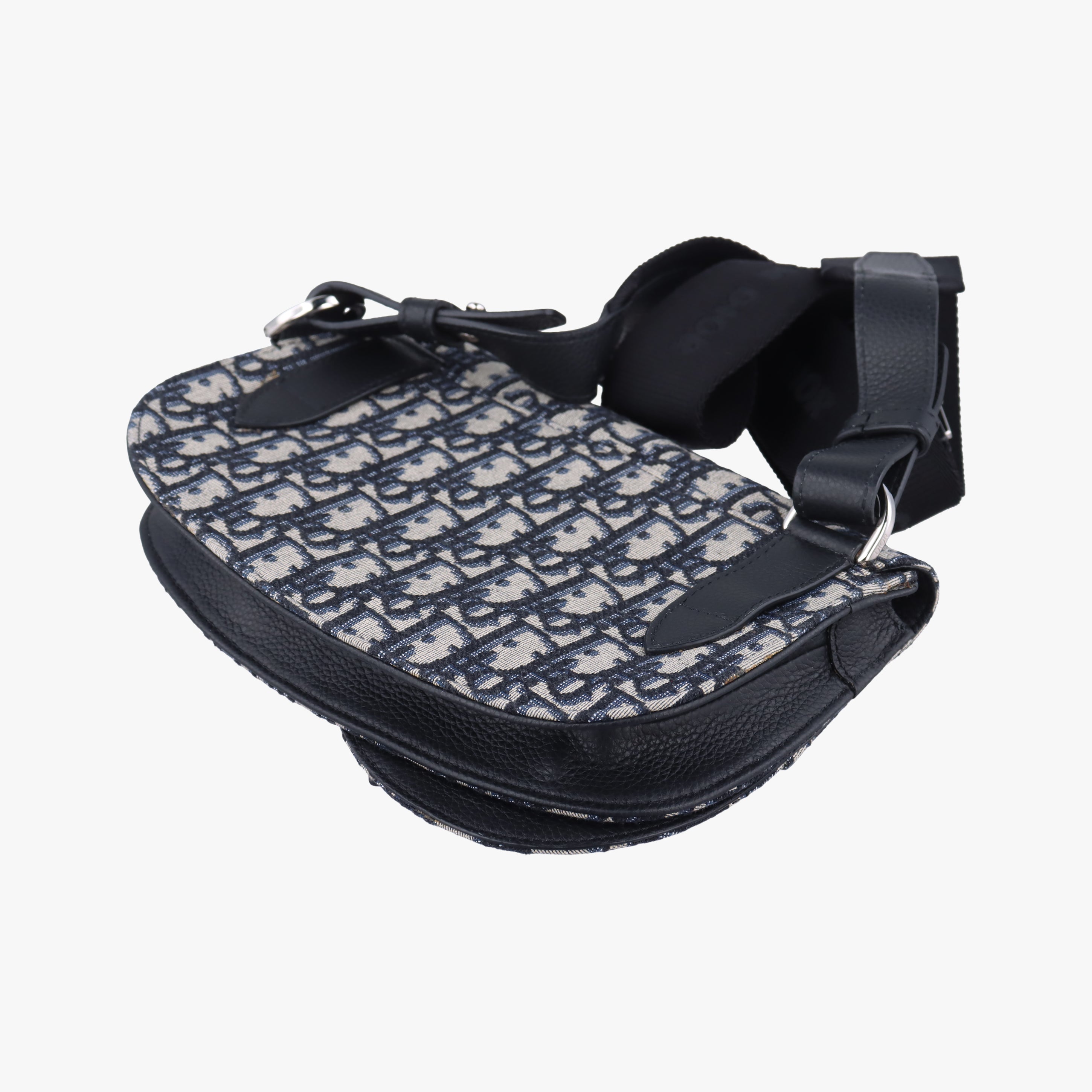 Secondhand Christian Dior Saddle Pouch Navy×Gray Jacquard  shoulderbag | stylenewstar