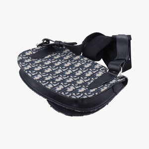 Secondhand Christian Dior Saddle Pouch Navy×Gray Jacquard  shoulderbag | stylenewstar