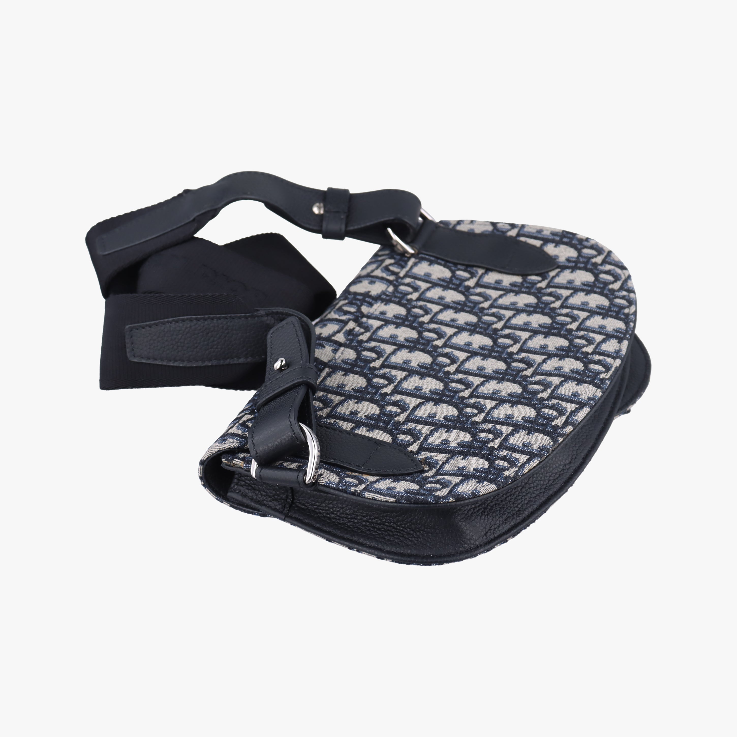 Secondhand Christian Dior Saddle Pouch Navy×Gray Jacquard  shoulderbag | stylenewstar