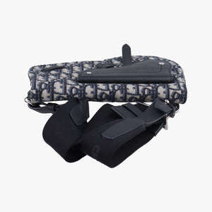 Secondhand Christian Dior Saddle Pouch Navy×Gray Jacquard  shoulderbag | stylenewstar