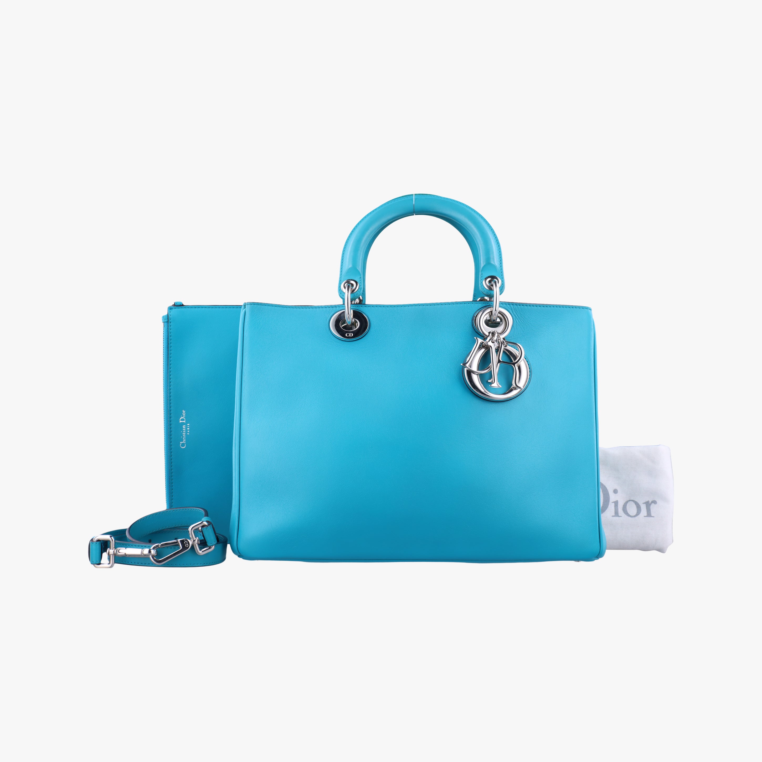 Pre-owned Christian Dior Diorissimo Blue Leather  shoulderbag | stylenewstar