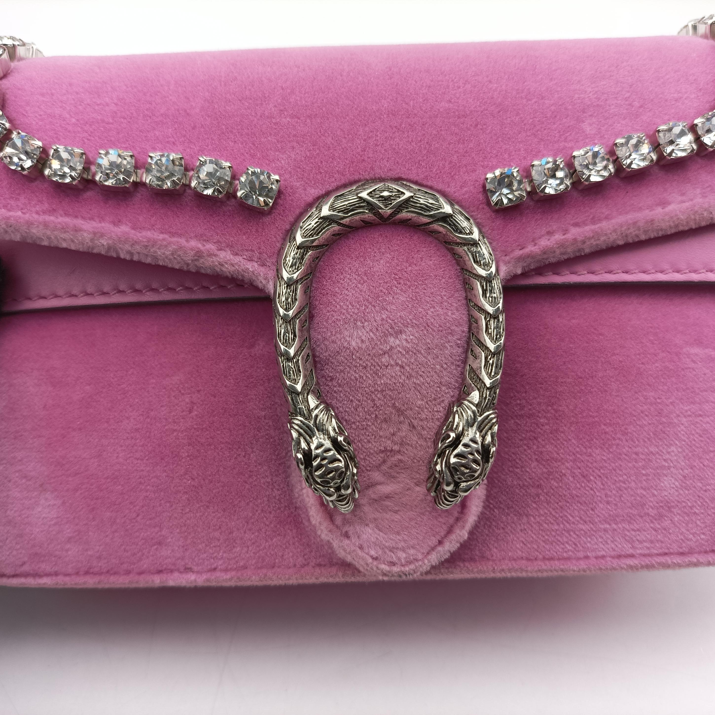 Pre-owned Gucci Dionysus Pink velour 476432 shoulderbag | stylenewstar