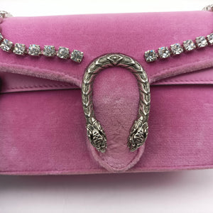 Pre-owned Gucci Dionysus Pink velour 476432 shoulderbag | stylenewstar