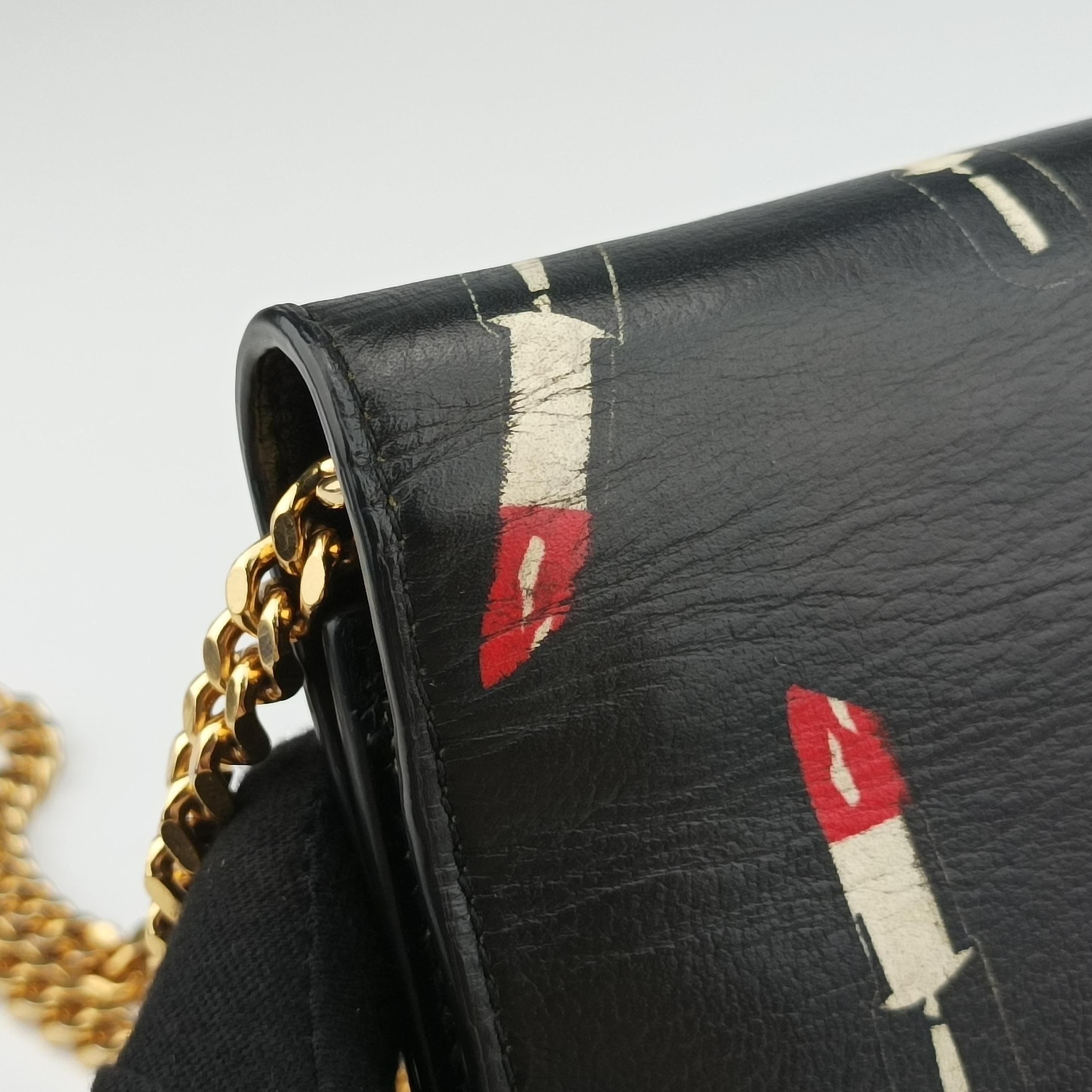 Vintage Yves Saint Laurent KATE Black×multicolor Leather 377829 shoulderbag | stylenewstar