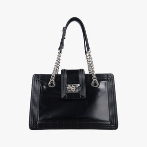 Secondhand Chanel Jetsetter Boy Shopping Tote Black Leather A67020 shoulderbag | stylenewstar