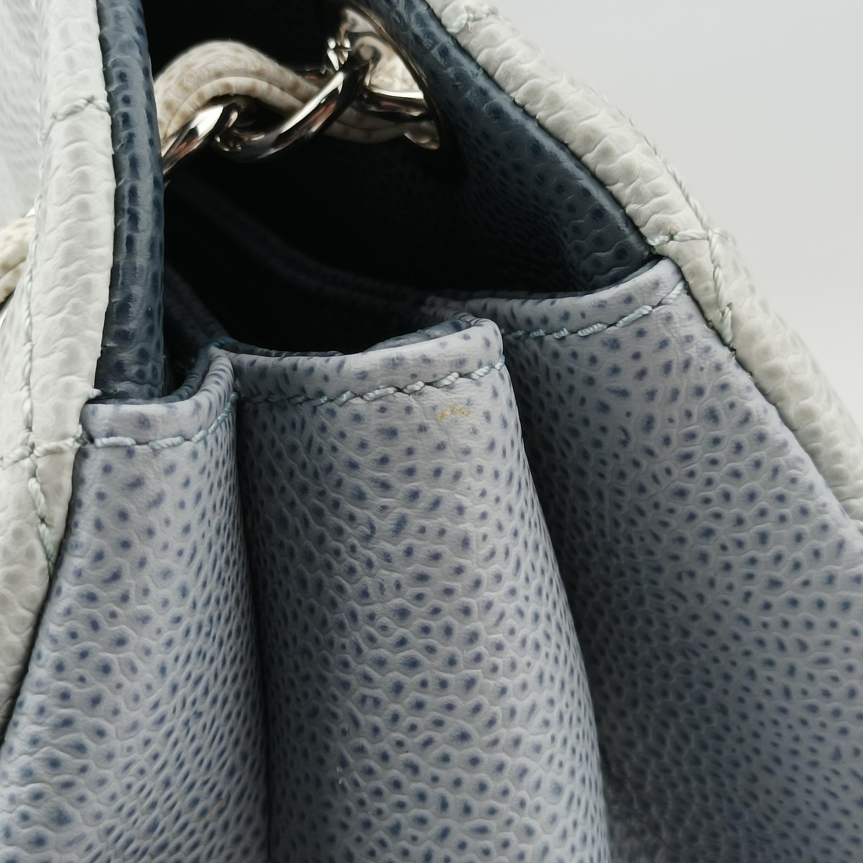 Pre-owned Chanel Mademoiselle Bowling Blue x Light Blue Caviar Leather A67642 handbag | stylenewstar