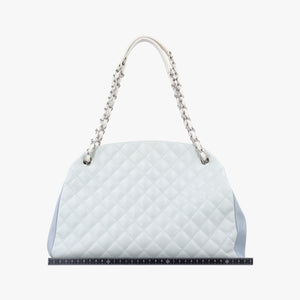 Pre-owned Chanel Mademoiselle Bowling Blue x Light Blue Caviar Leather A67642 handbag | stylenewstar