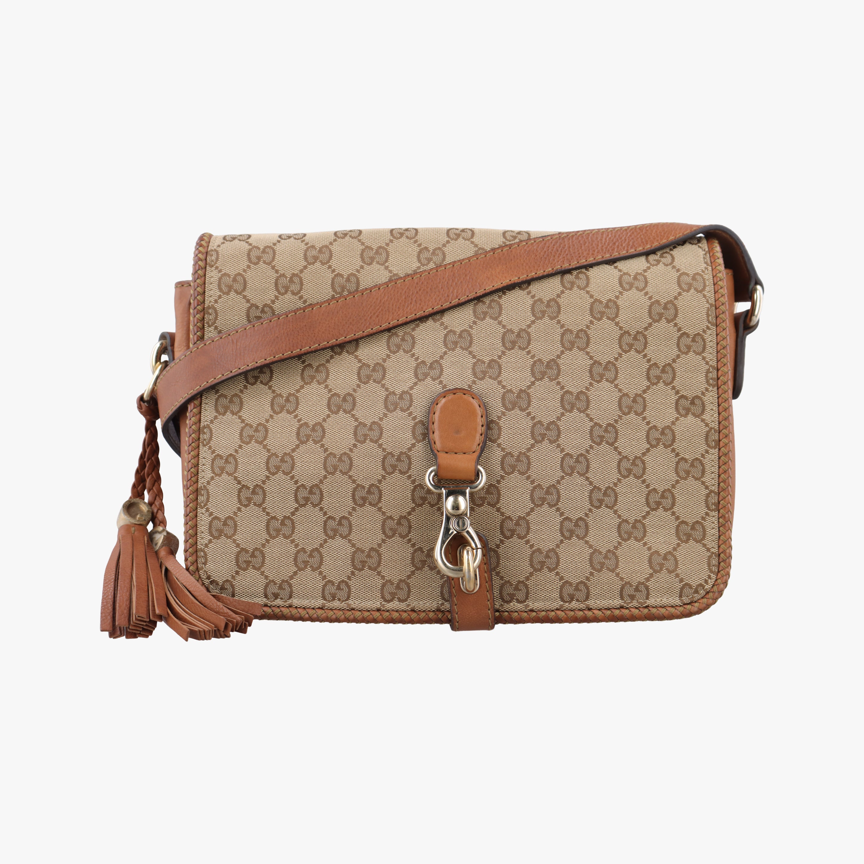 Pre-owned Gucci Marrakech Messenger Brown Canvas 257024 shoulderbag | stylenewstar
