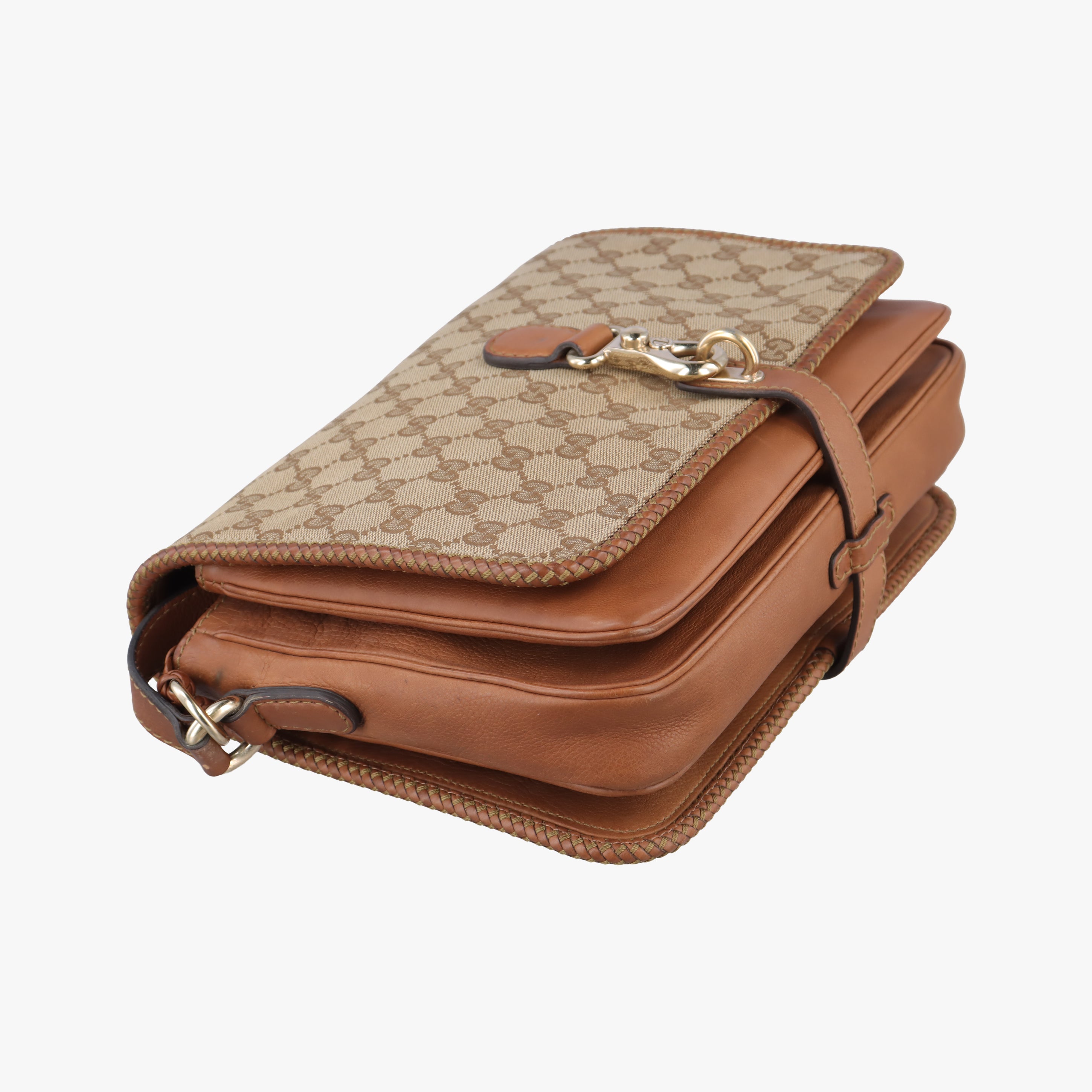 Pre-owned Gucci Marrakech Messenger Brown Canvas 257024 shoulderbag | stylenewstar