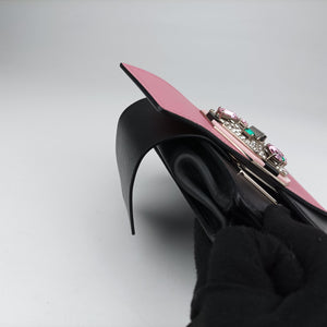 Pre-owned Prada Crystal Ribbons Black×pink×multicolor Leather 1BD067 shoulderbag | stylenewstar