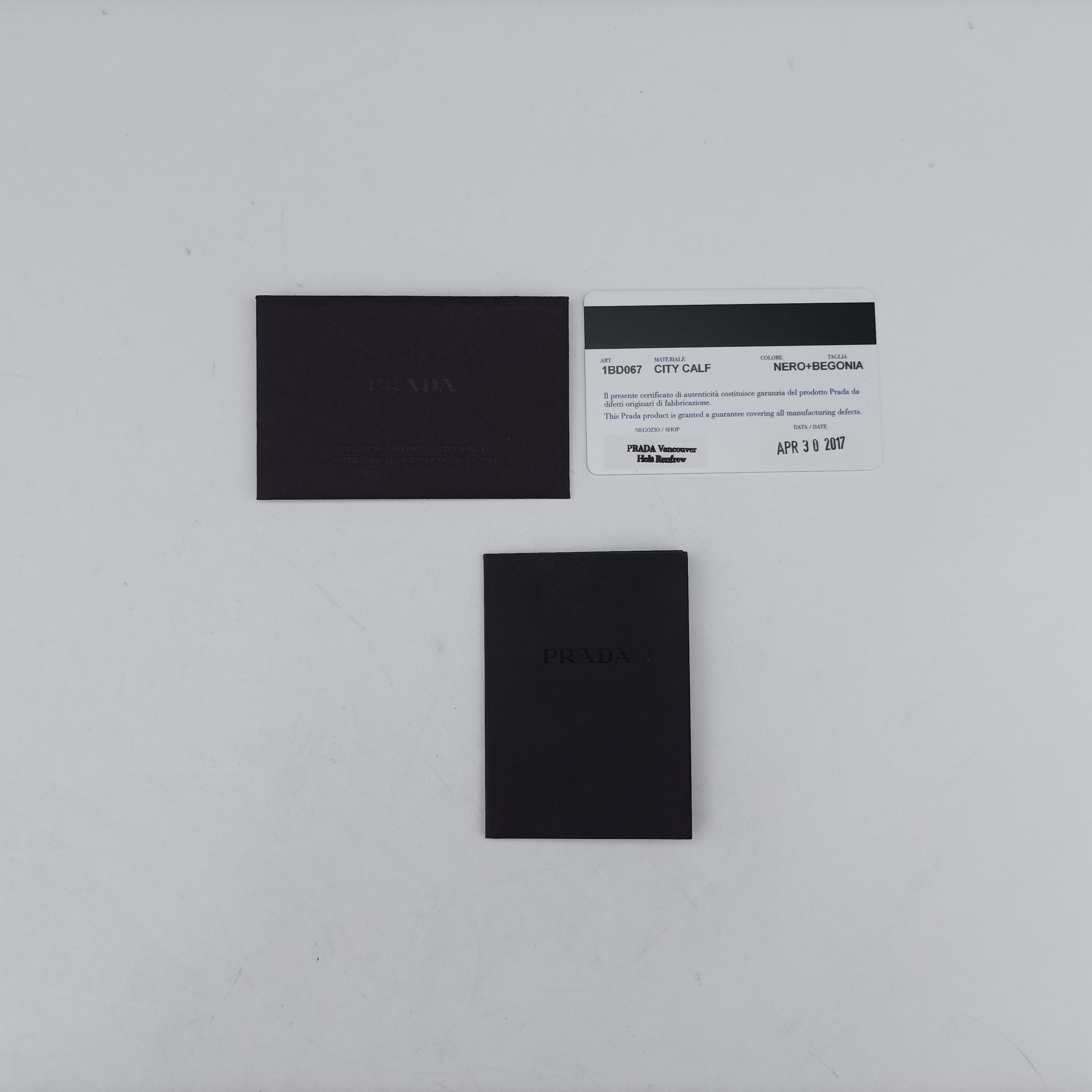 Pre-owned Prada Crystal Ribbons Black×pink×multicolor Leather 1BD067 shoulderbag | stylenewstar