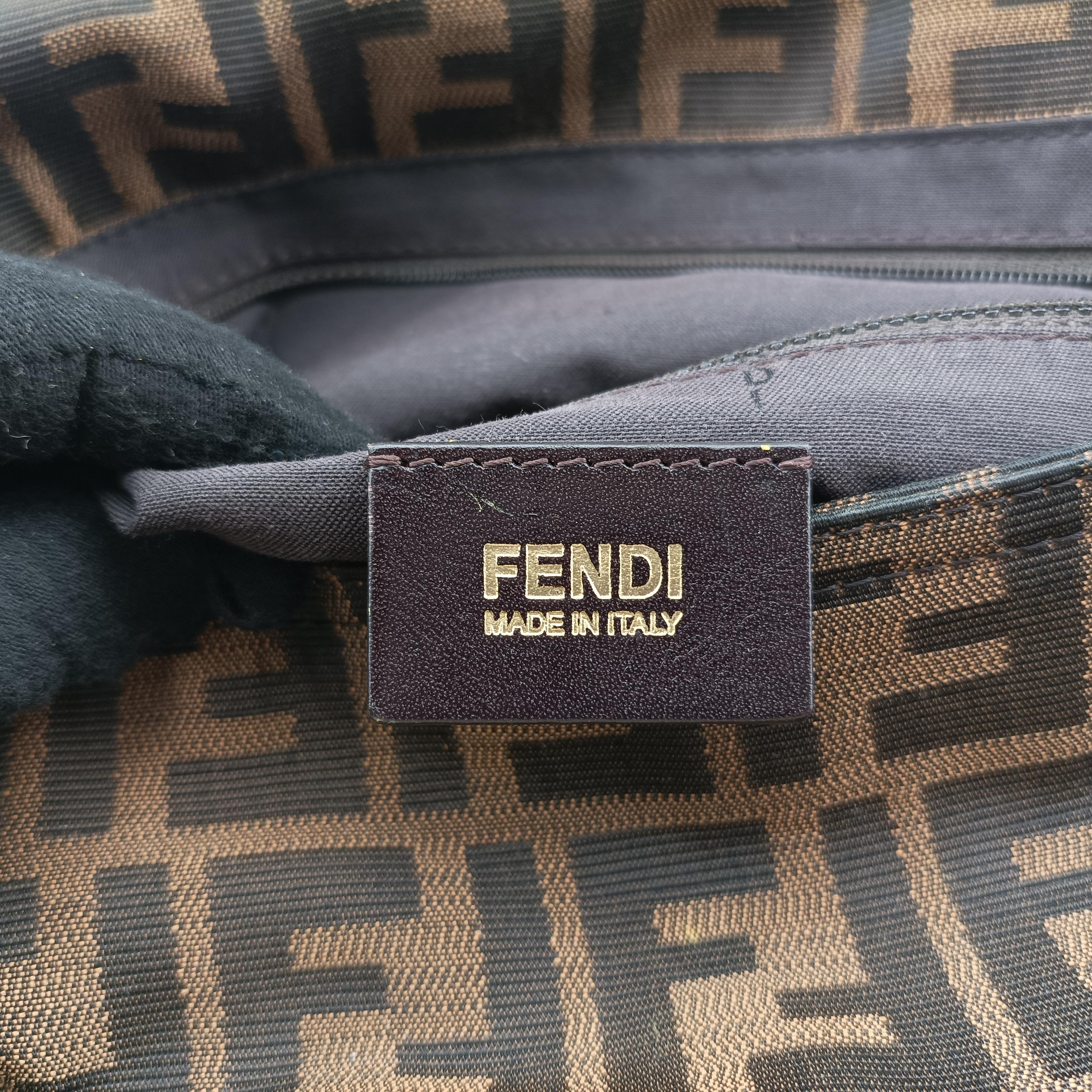 Pre-owned Fendi Baguette Zucchino Brown×Yellow canvas×leather 8BT180 shoulderbag | stylenewstar