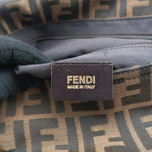 Pre-owned Fendi Baguette Zucchino Brown×Yellow canvas×leather 8BT180 shoulderbag | stylenewstar