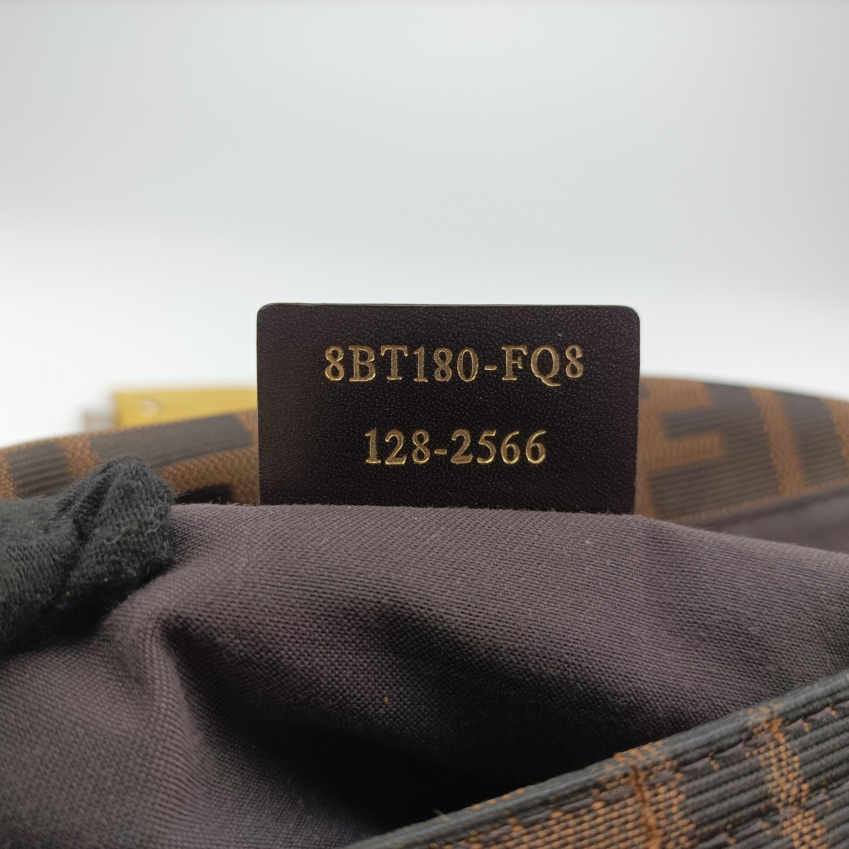 Pre-owned Fendi Baguette Zucchino Brown×Yellow canvas×leather 8BT180 shoulderbag | stylenewstar