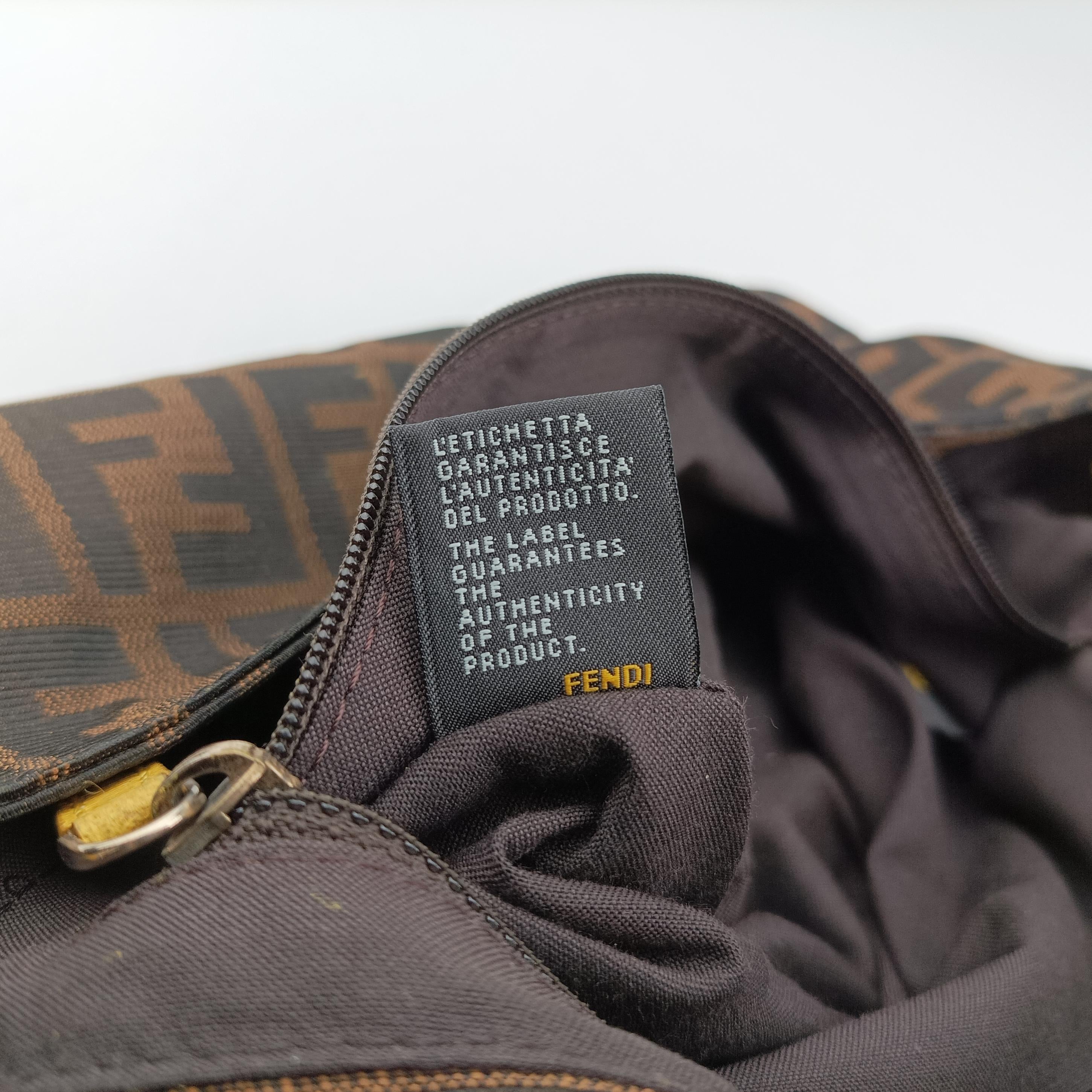 Pre-owned Fendi Baguette Zucchino Brown×Yellow canvas×leather 8BT180 shoulderbag | stylenewstar