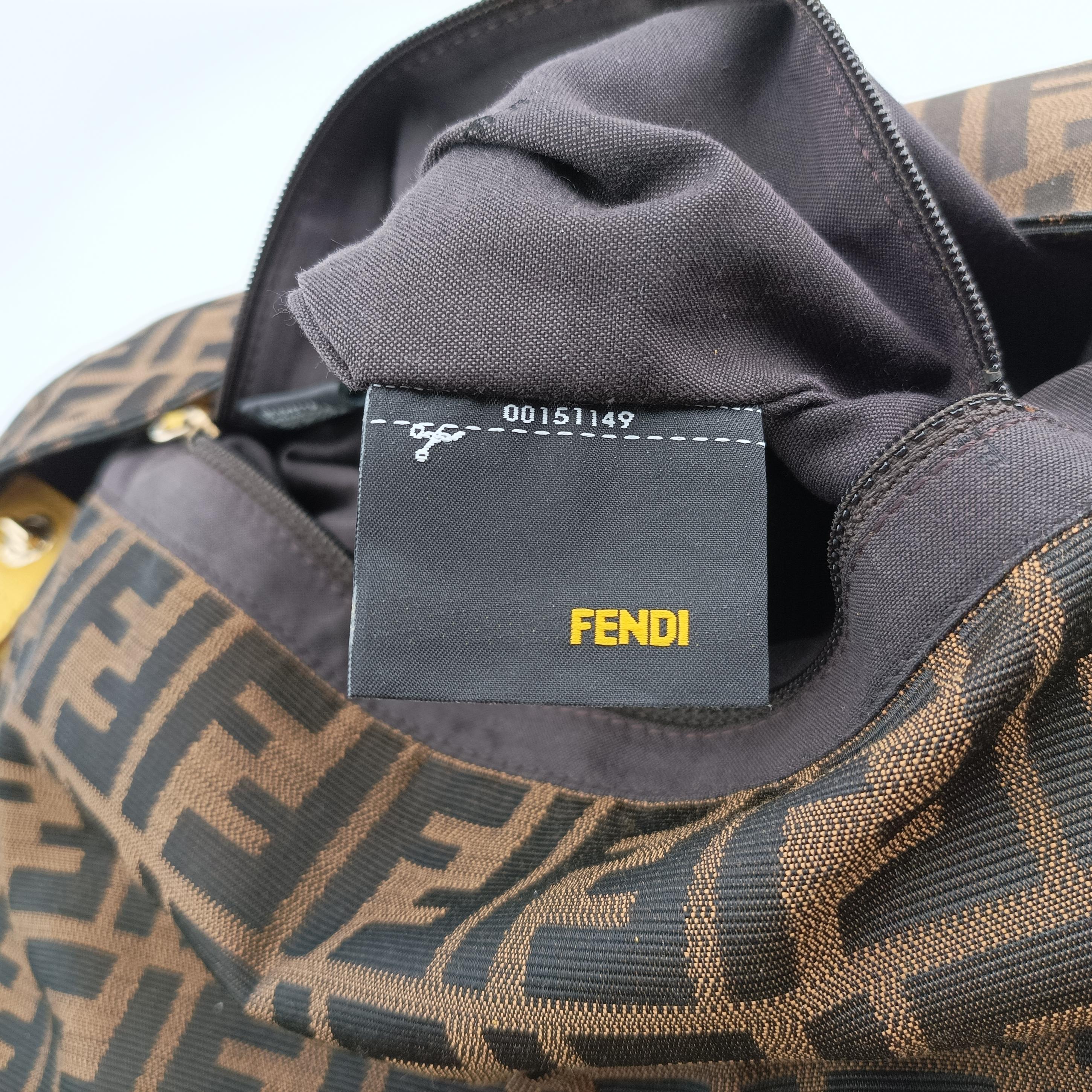 Pre-owned Fendi Baguette Zucchino Brown×Yellow canvas×leather 8BT180 shoulderbag | stylenewstar