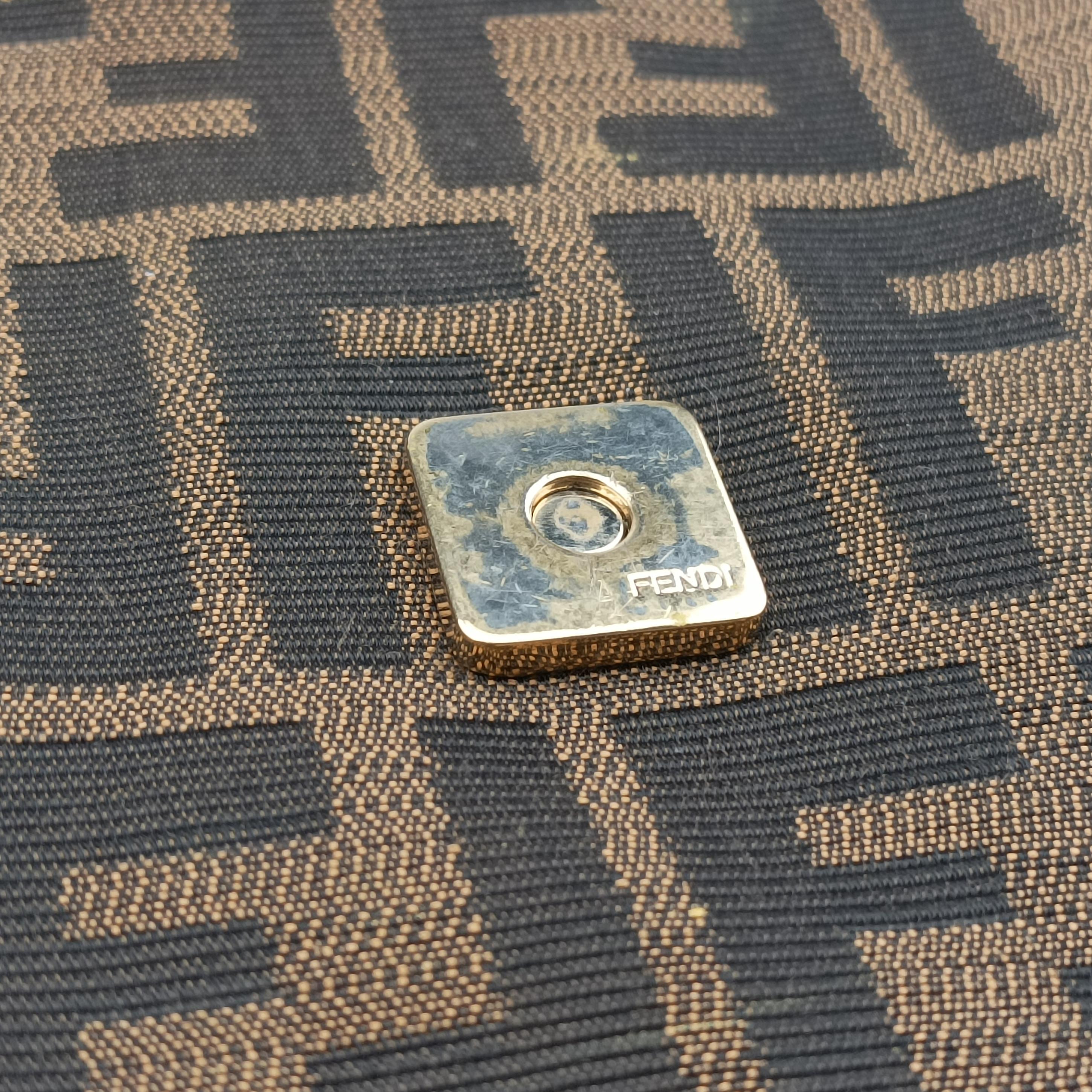 Pre-owned Fendi Baguette Zucchino Brown×Yellow canvas×leather 8BT180 shoulderbag | stylenewstar