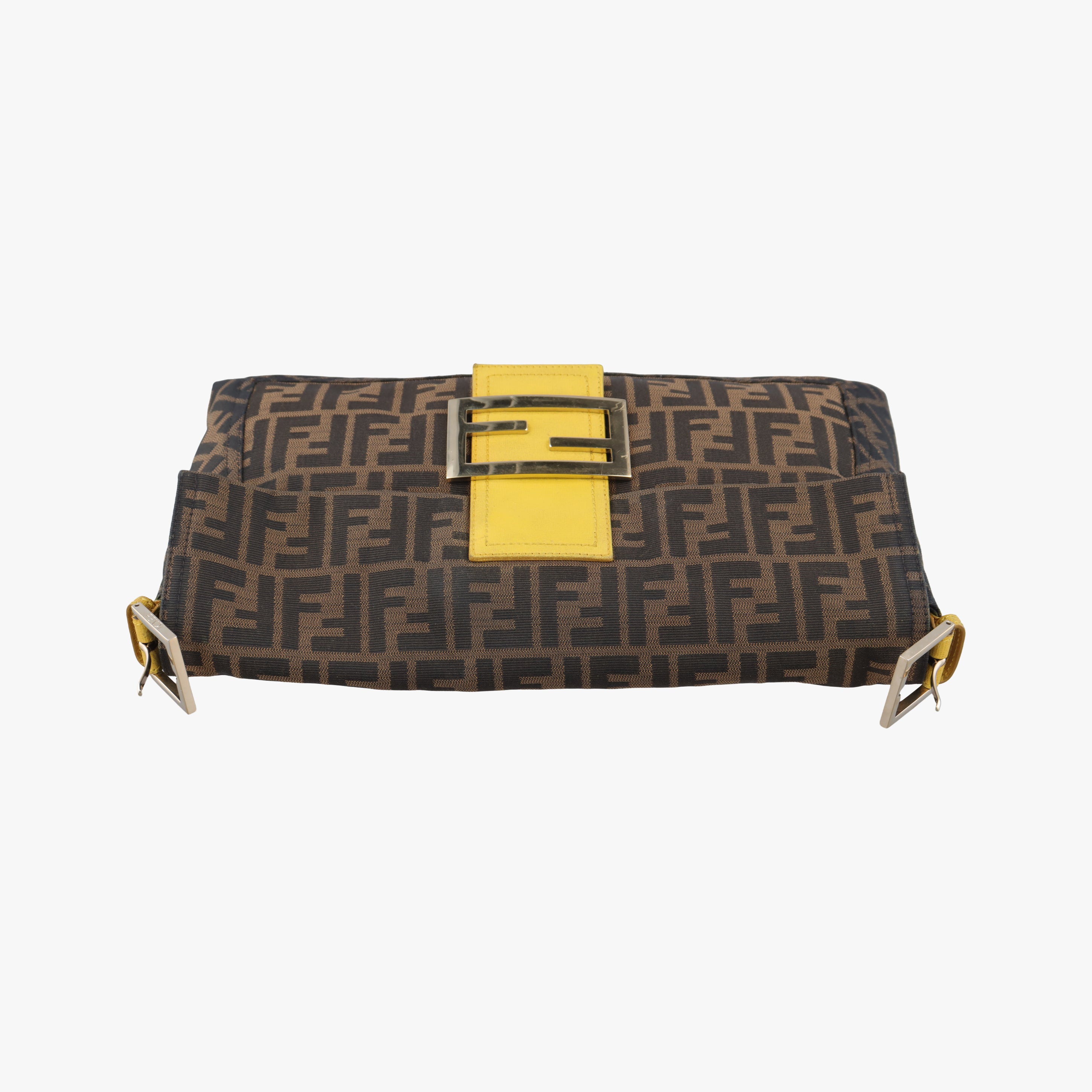 Pre-owned Fendi Baguette Zucchino Brown×Yellow canvas×leather 8BT180 shoulderbag | stylenewstar
